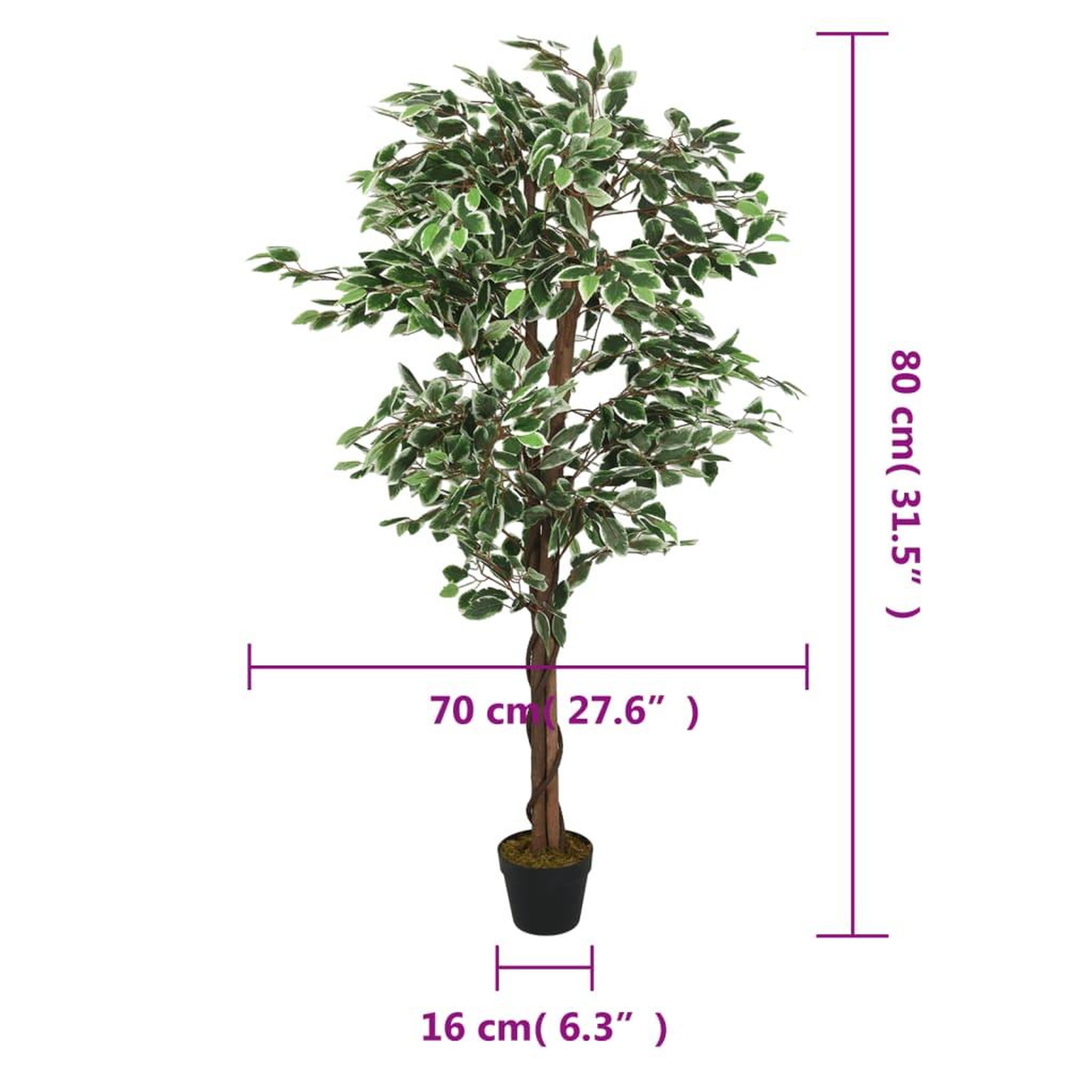Voir la diapositive 6 : VIDAXL Ficus artificiel 378 feuilles 80 cm vert