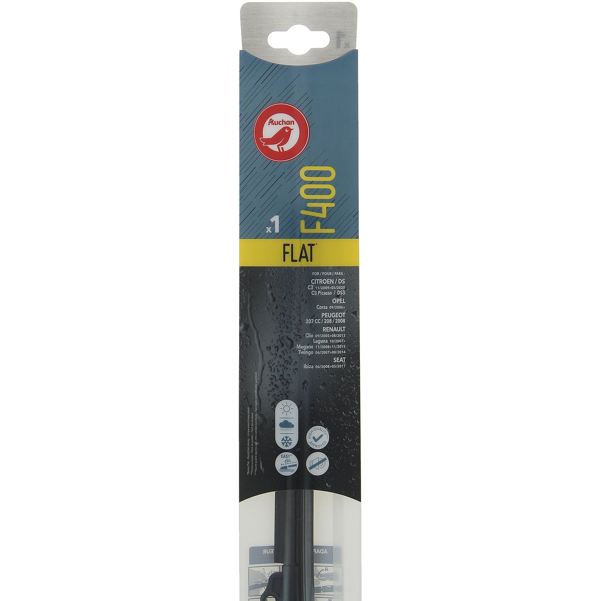 AUCHAN Balai d'essuie-glace plat F400 40cm pour CITROËN / DS OPEL PEUGEOT RENAULT SEAT