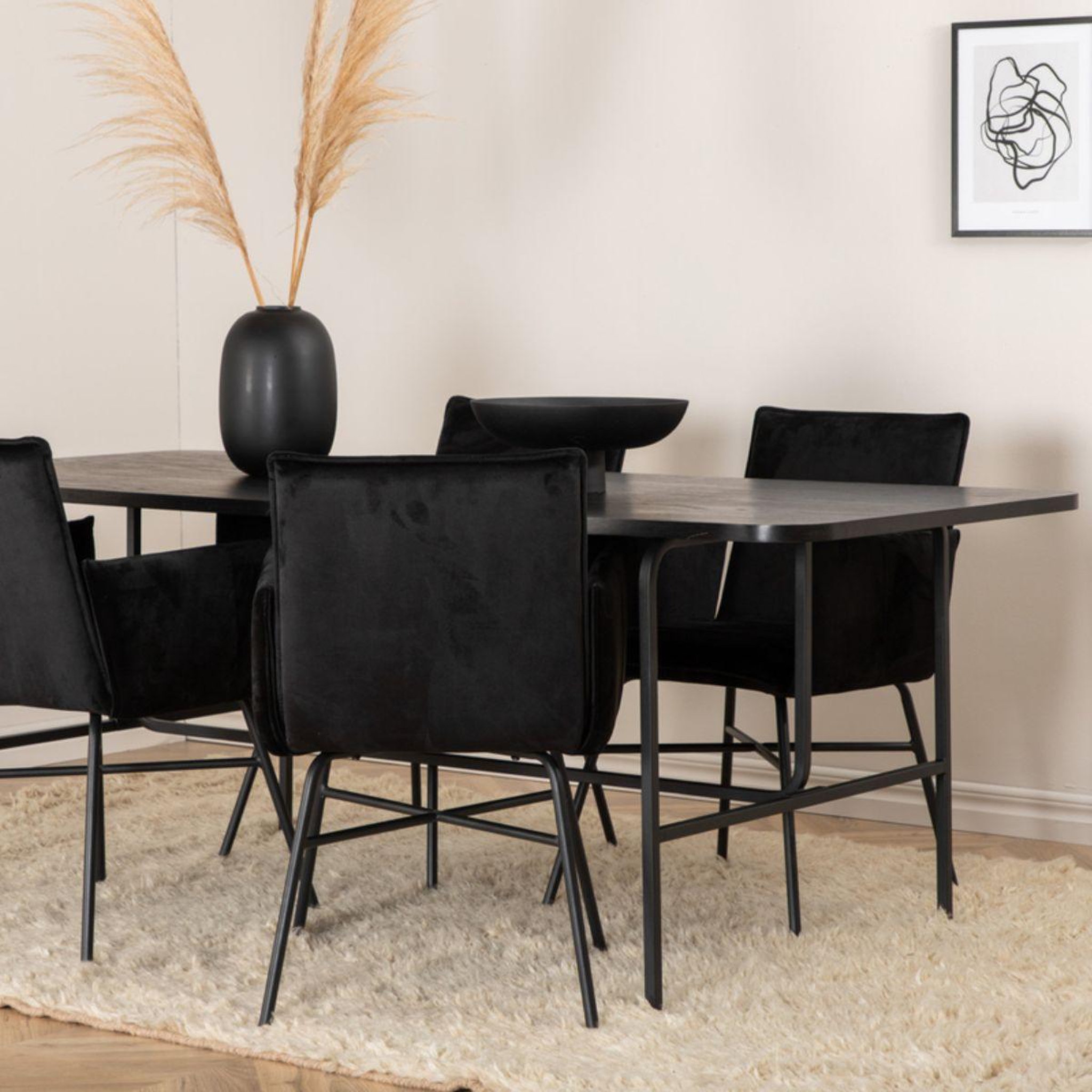 Voir la diapositive 5 : Paris Prix Ensemble table à manger & 4 chaises  uno & petra  200cm noir