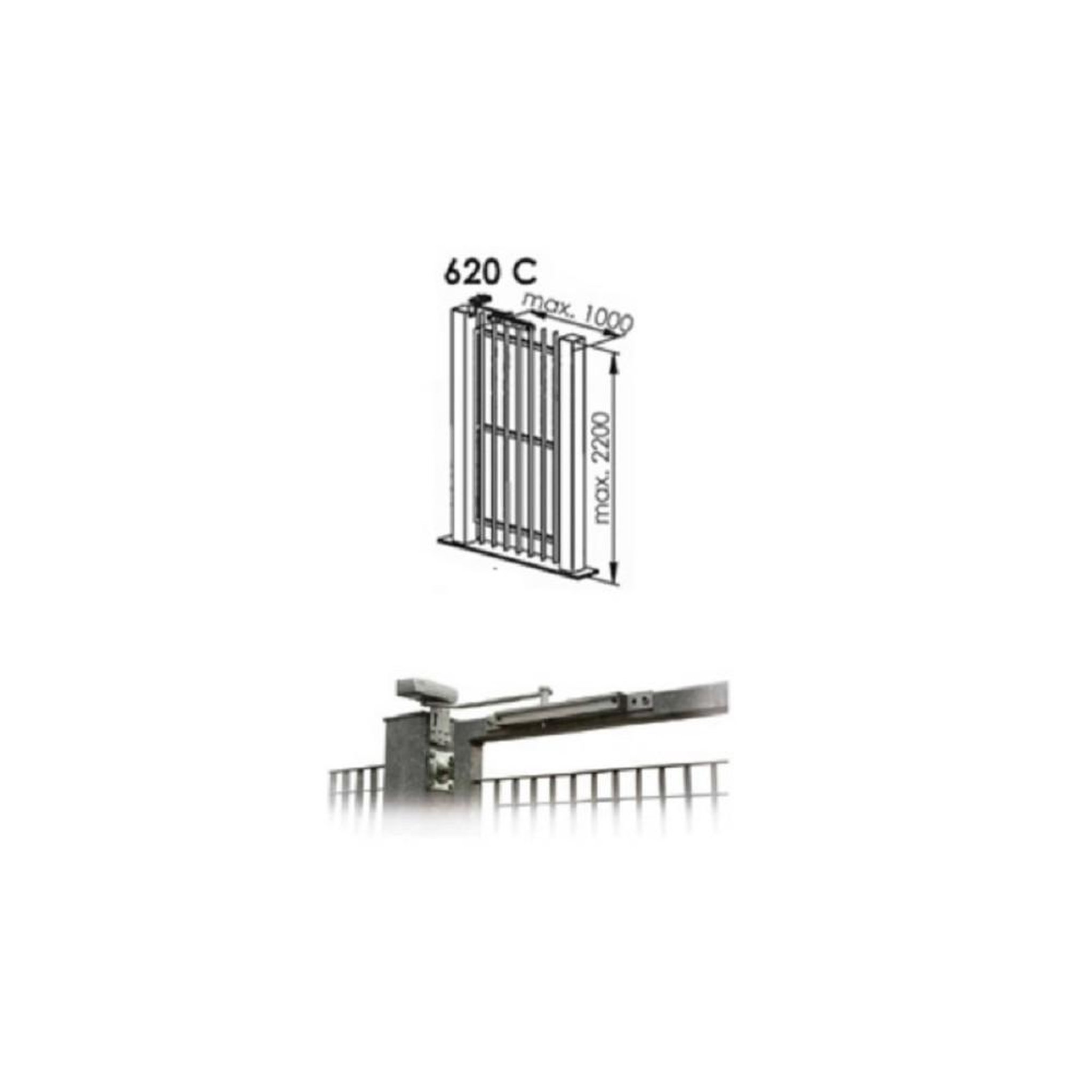 Voir la diapositive 2 : MAB Kit bras de fermeture à glissière pour portail coulissant mab dc620g 620c, force 1, coloris 9004, montage sur mur/colonne à une extrémité
