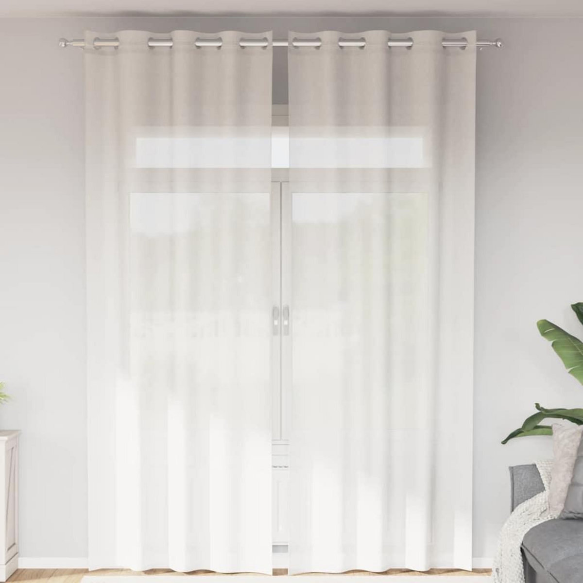 VIDAXL Rideaux en voile avec œillets 2 pcs blanc