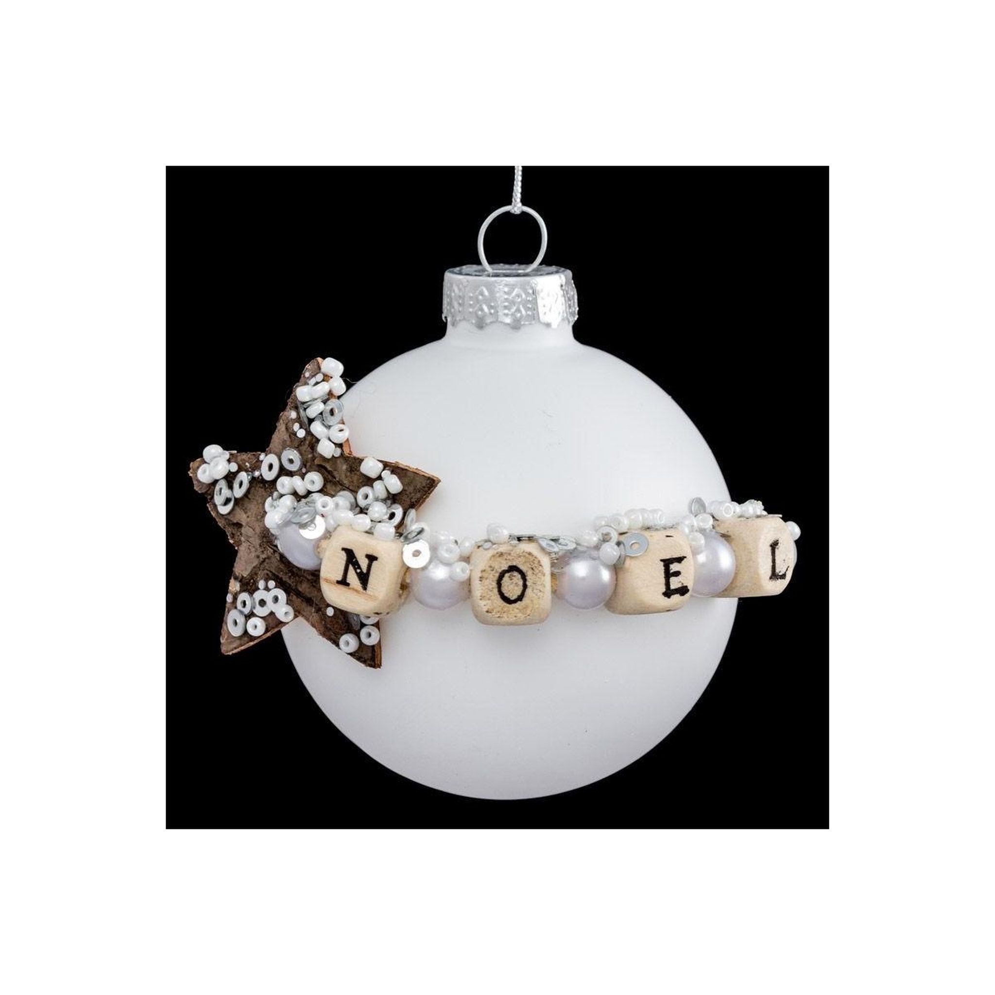 Voir la diapositive 3 : FEERIC LIGHT & CHRISTMAS Boule de noël en verre  hors piste  6cm blanc