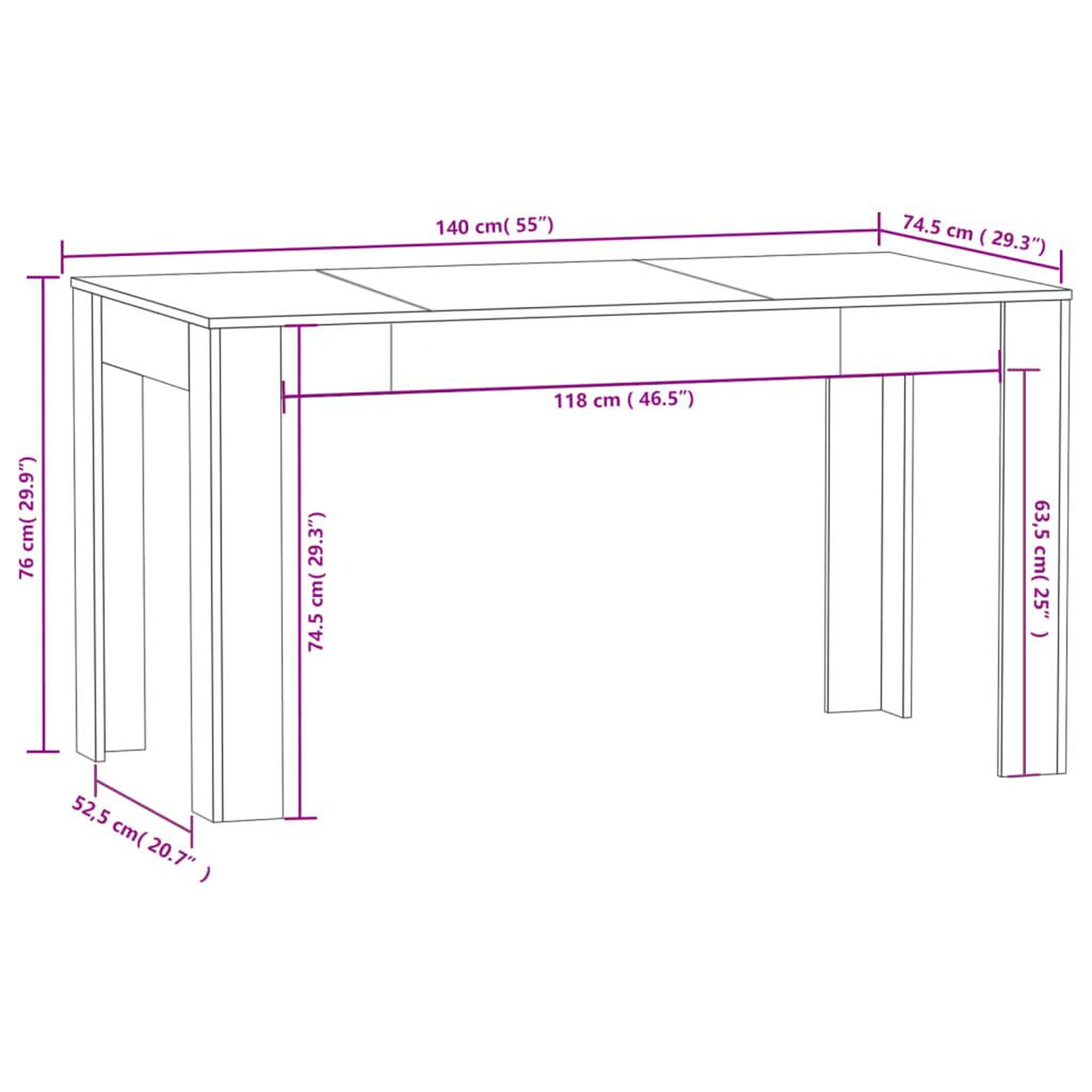 Voir la diapositive 6 : VIDAXL Table a manger chene fume 140x74,5x76 cm bois d'ingenierie