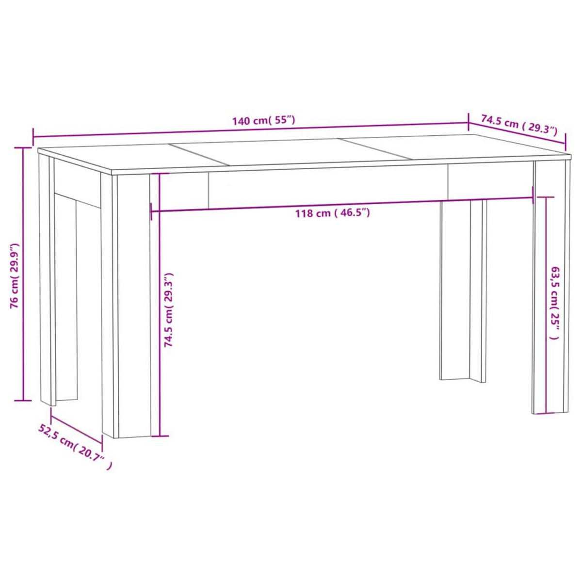 VIDAXL Table a manger chene fume 140x74,5x76 cm bois d'ingenierie