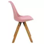 IDIMEX Lot de 4 chaises de salle à manger TYSON style scandinave design nordique piètement bois massif, siège coque en plastique rose
