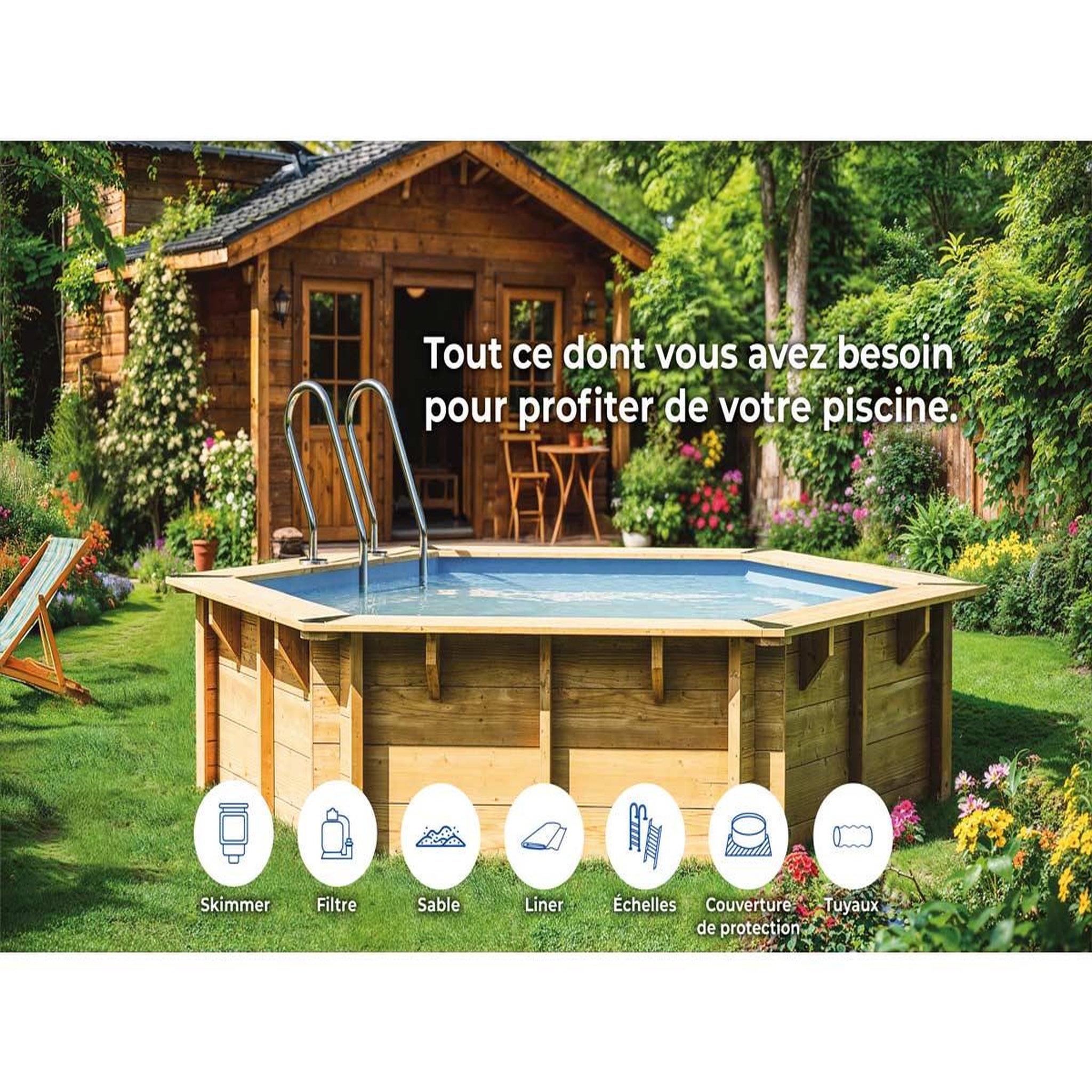 Voir la diapositive 6 : GRE Piscine bois Vanille 2 Ø 4,00 x 1,19 m - Gré