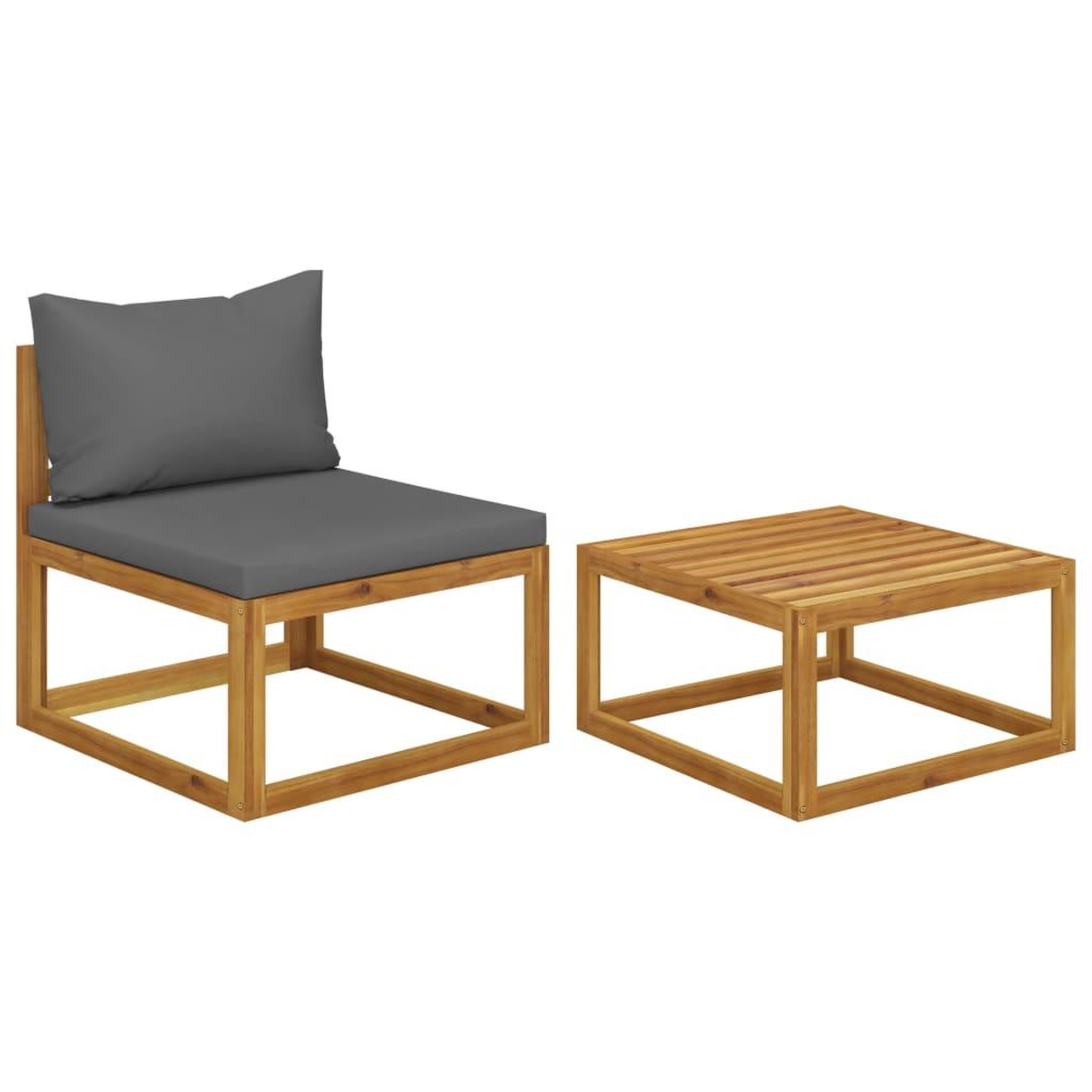 Voir la diapositive 1 : VIDAXL Salon de jardin 2 pcs avec coussin Bois d'acacia solide