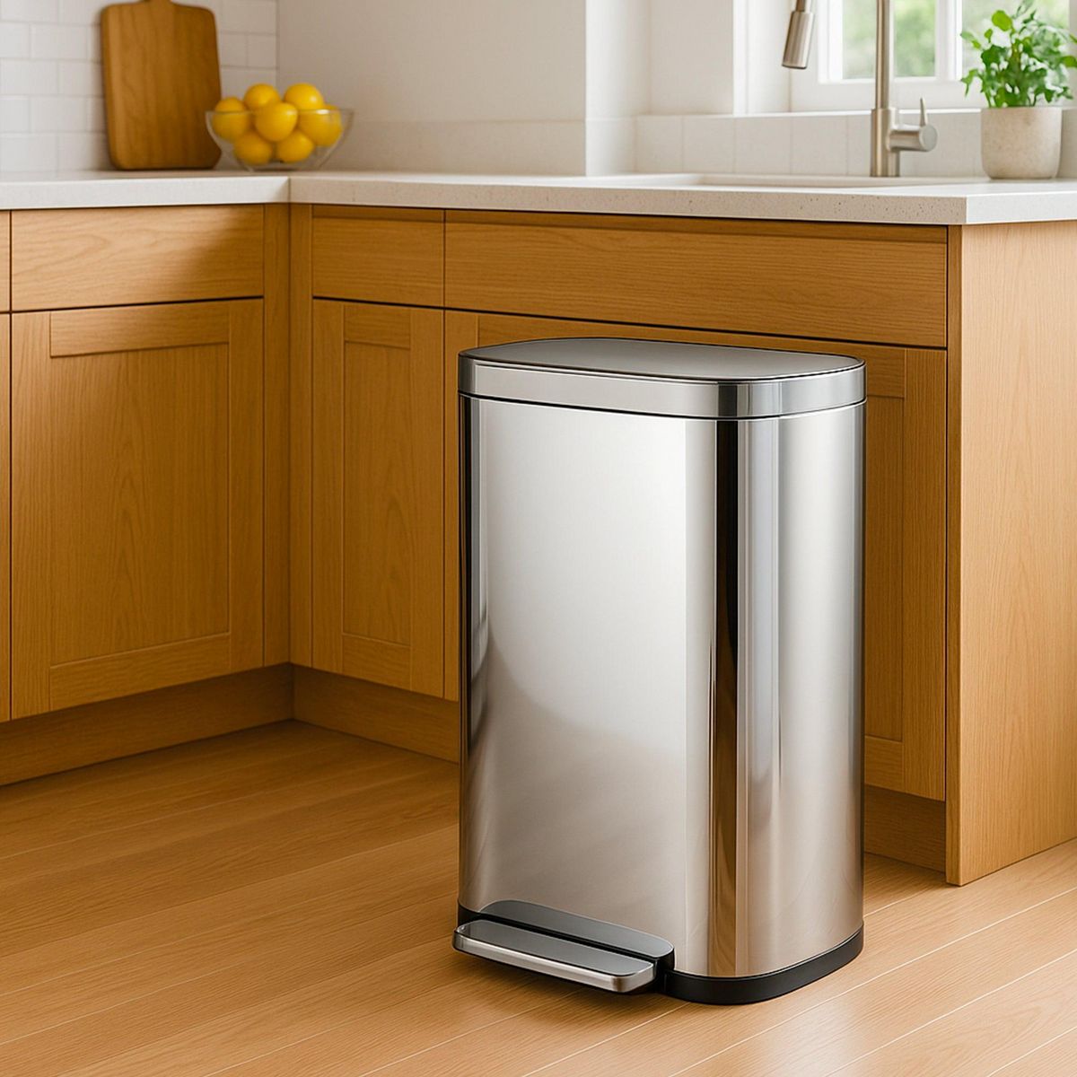 Kitchen move Poubelle de cuisine tri sélectif EMPIRE Argent Acier inoxydable 60L