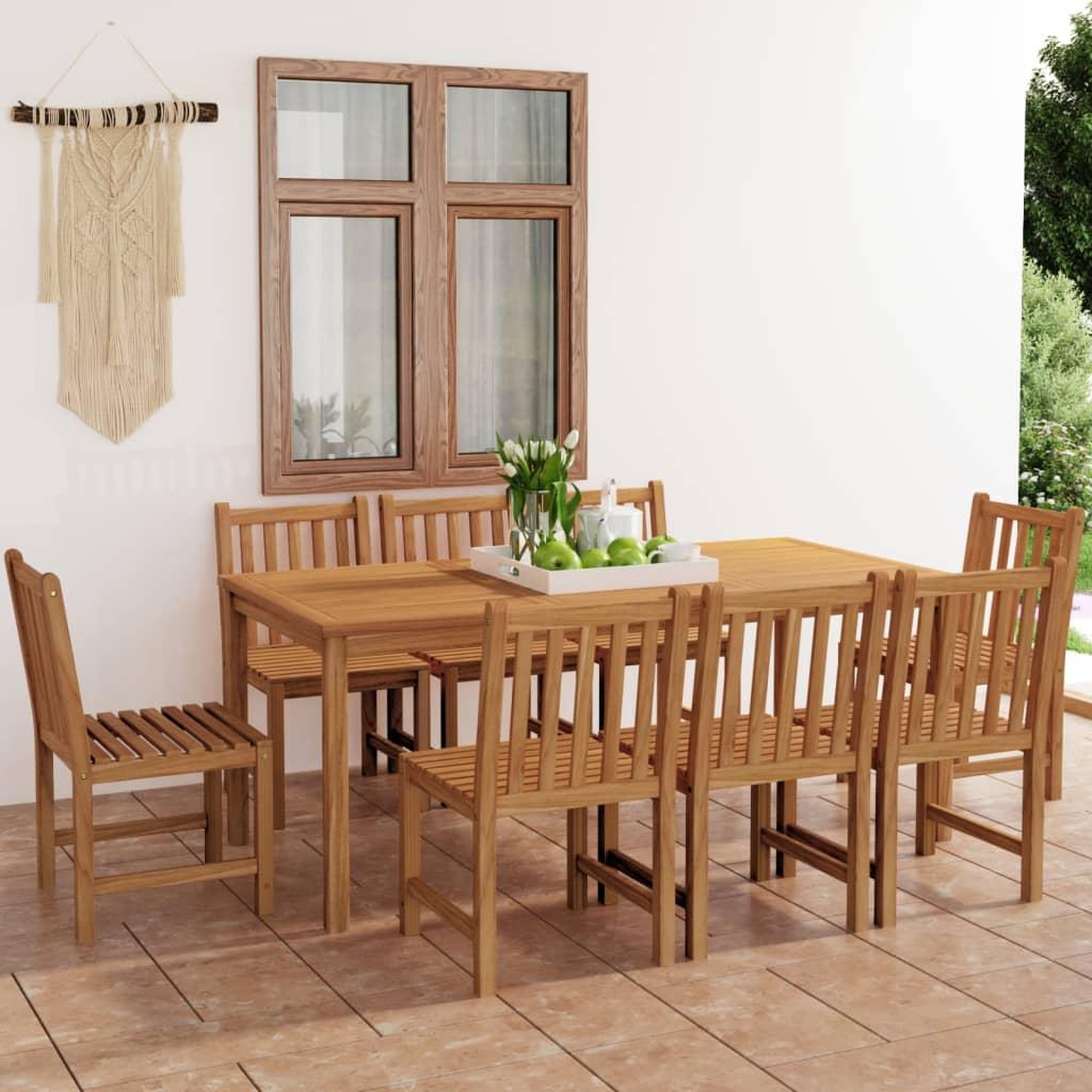 VIDAXL Ensemble a manger de jardin 9 pcs Bois de teck solide