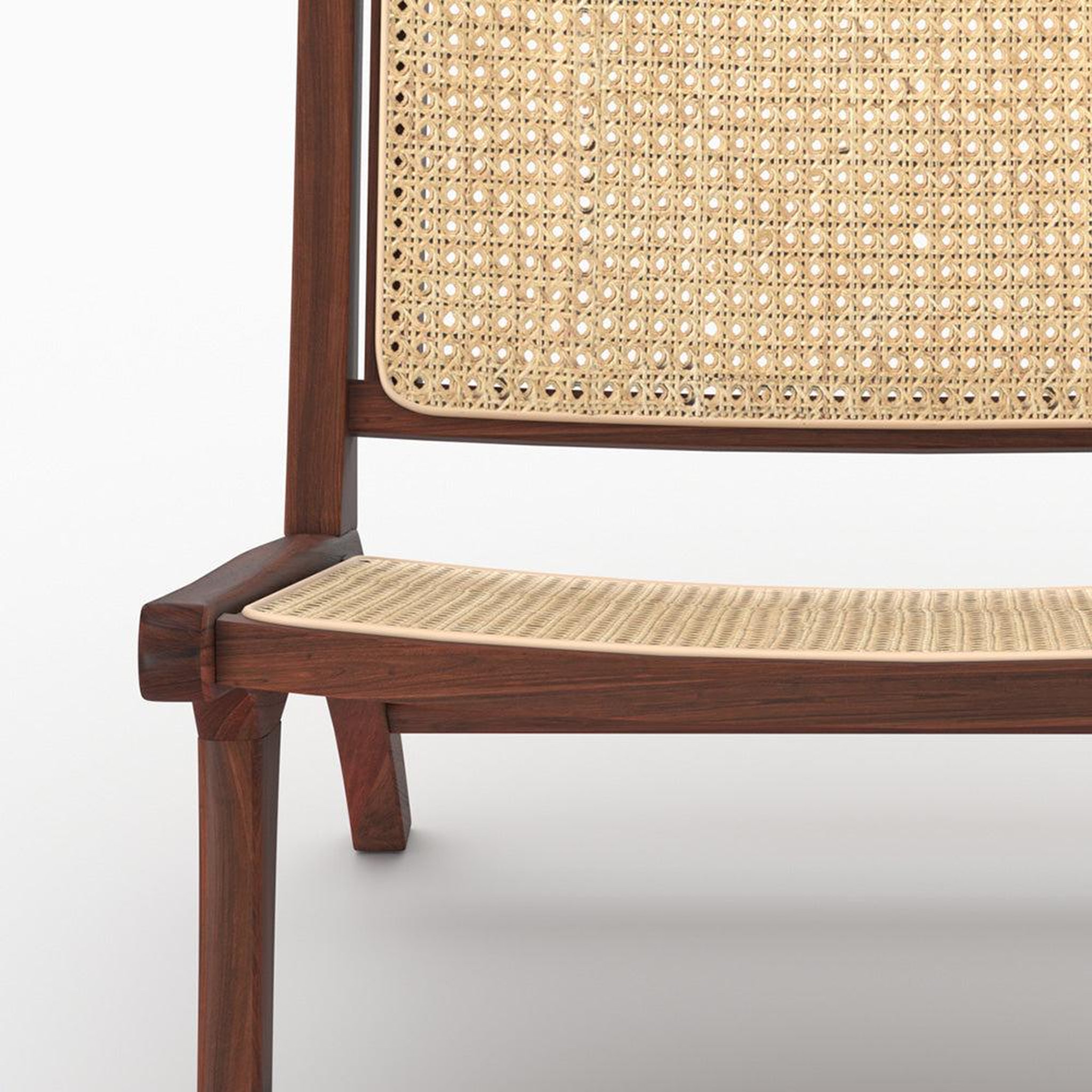 Voir la diapositive 5 : MAISON PAVANE Fauteuil en bois de teck finition noyer et cannage en rotin-kilka