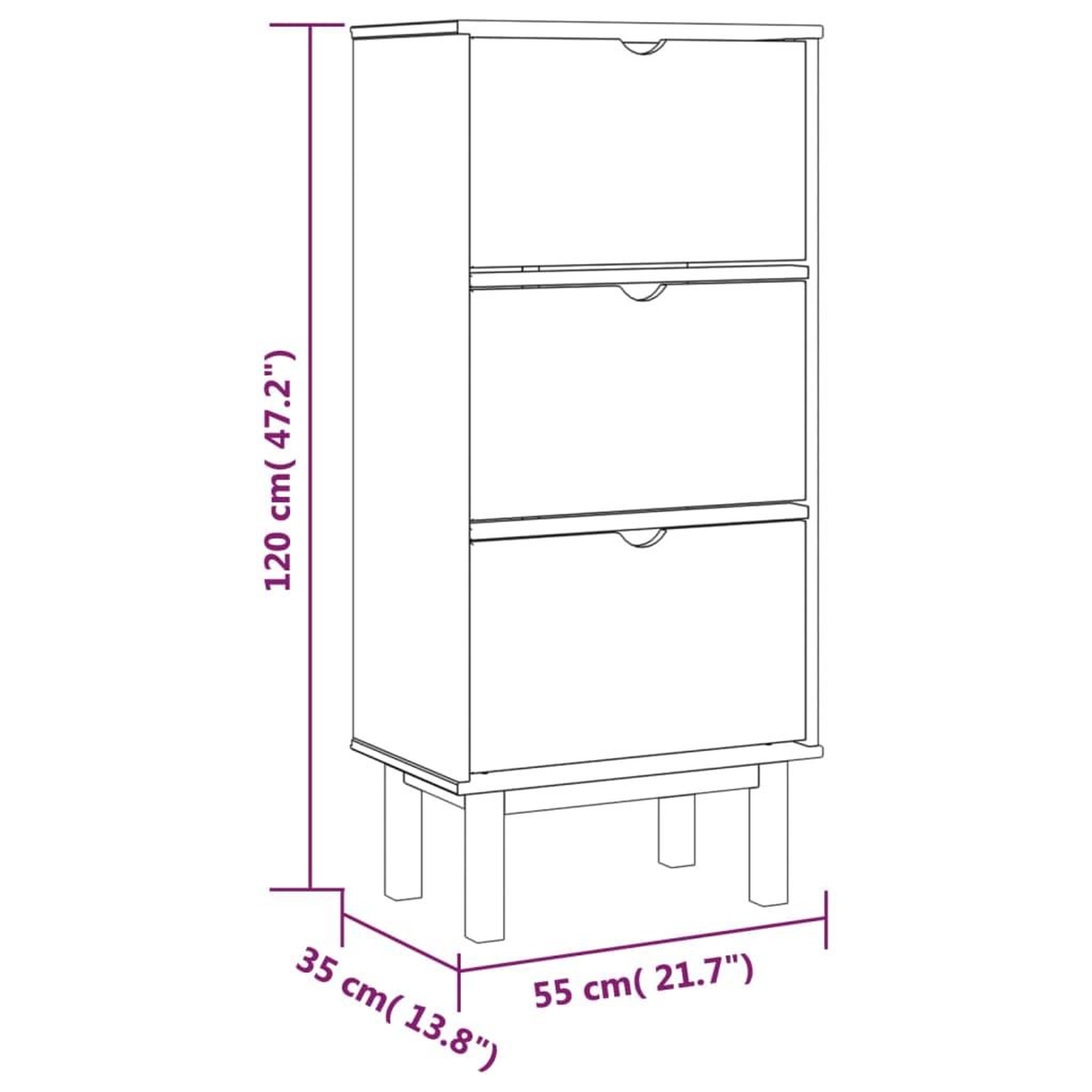 Voir la diapositive 6 : VIDAXL Armoire a chaussures OTTA et 3 tiroirs Marron et gris Bois pin