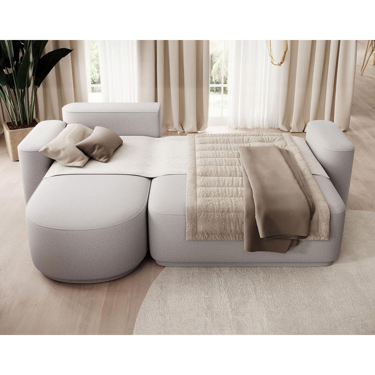 BEST MOBILIER Sam - canapé d'angle gauche 4 places convertible avec coffre en tissu