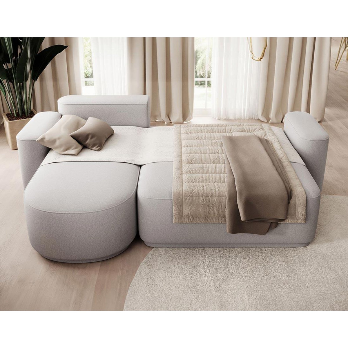 BEST MOBILIER Sam - canapé d'angle gauche 4 places convertible avec coffre en tissu