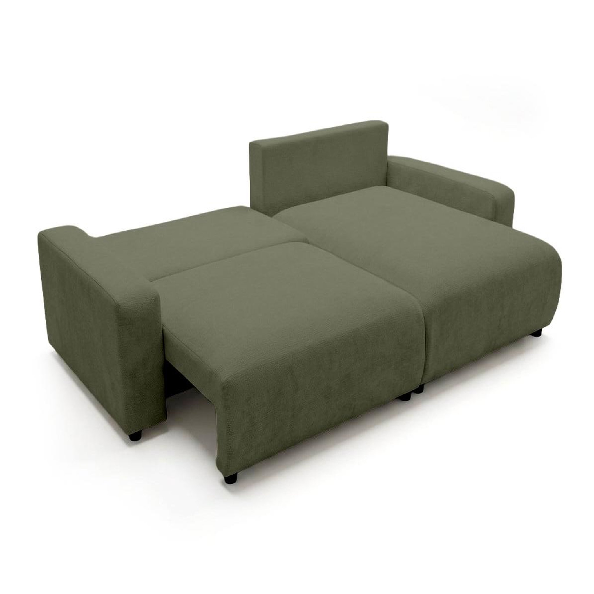 Voir la diapositive 3 : BEST MOBILIER Mini pivoine - canapé d'angle réversible 4 places convertible avec coffre en velours texturé