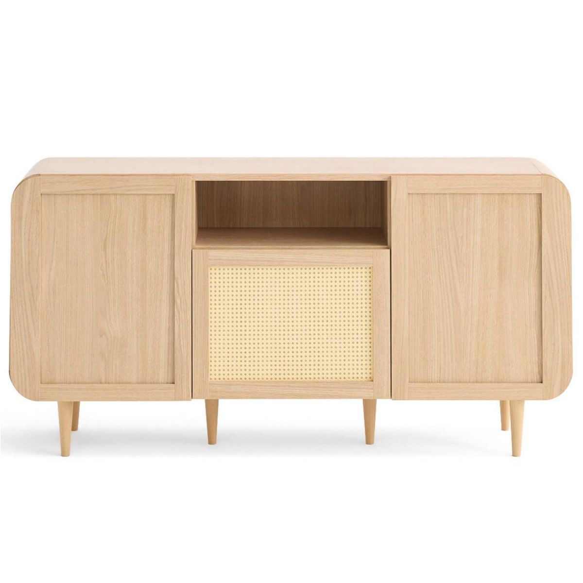BEST MOBILIER Mathilde - buffet bas - bois et cannage - 170 cm