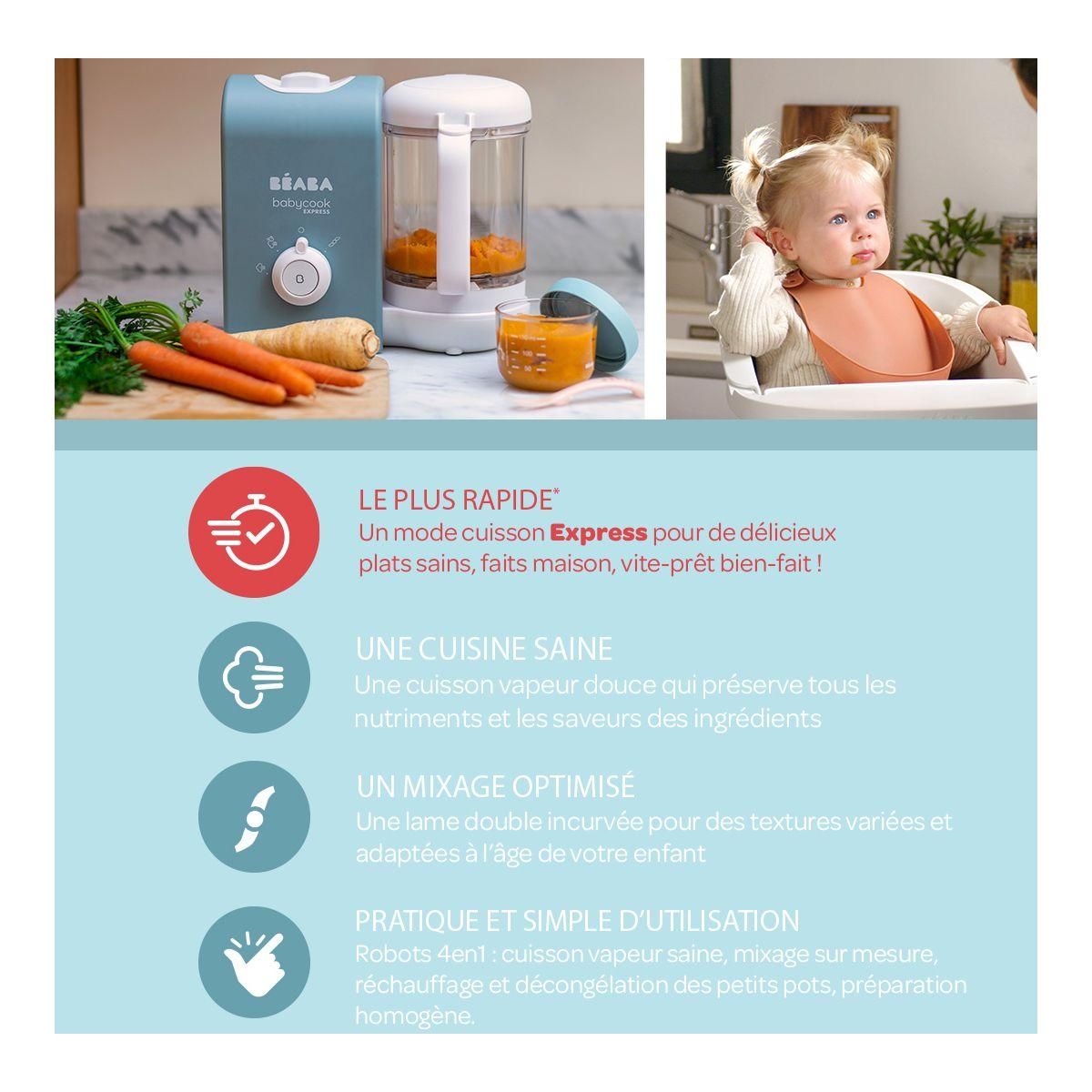 BEABA Mixeur Cuiseur Bébé Babycook Express -Bleu glacier