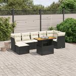VIDAXL Salon de jardin 8 pcs avec coussins noir resine tressee