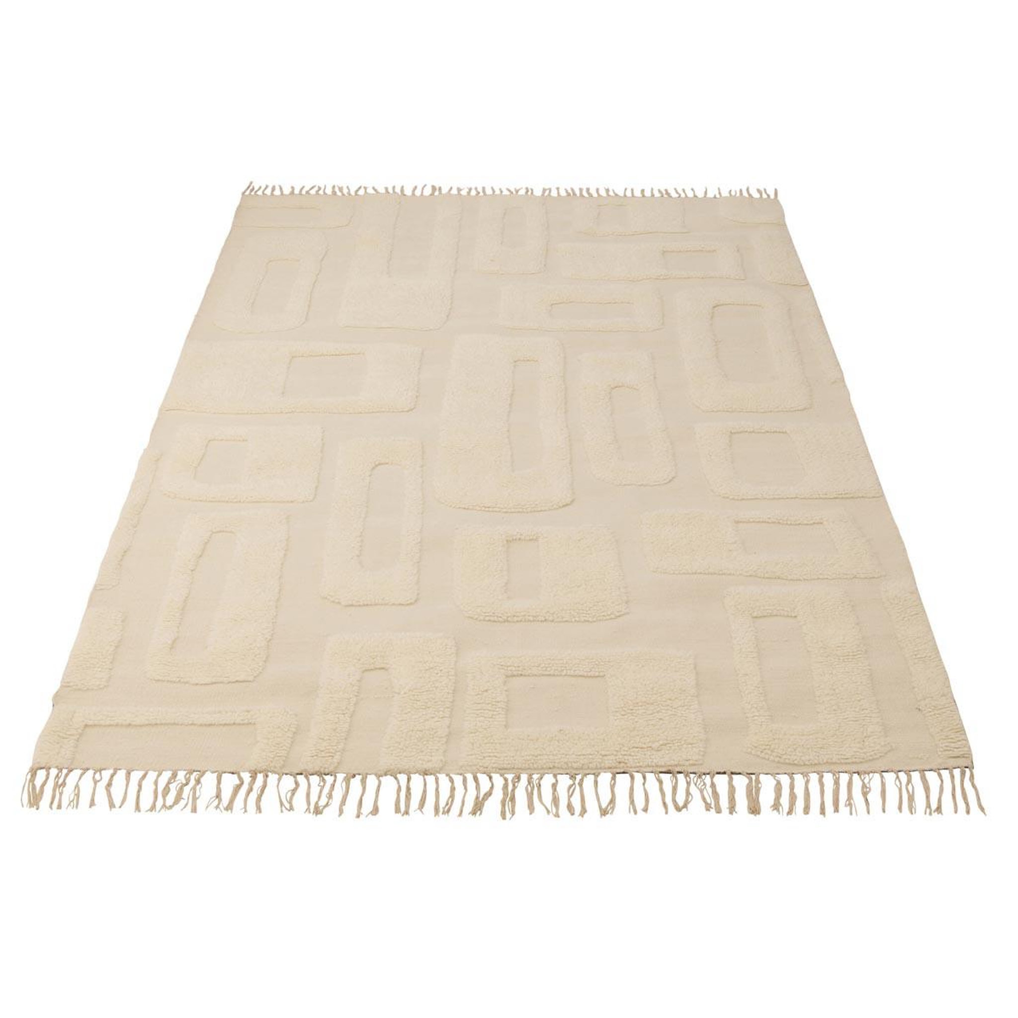 J-LINE Tapis déco en laine  lignes abstraites  200x300cm écru