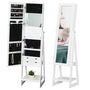 Voir la diapositive 1 : HOMCOM Armoire à bijoux multi-rangement avec miroir LED dim. 40L x 37l x 161H cm MDF blanc