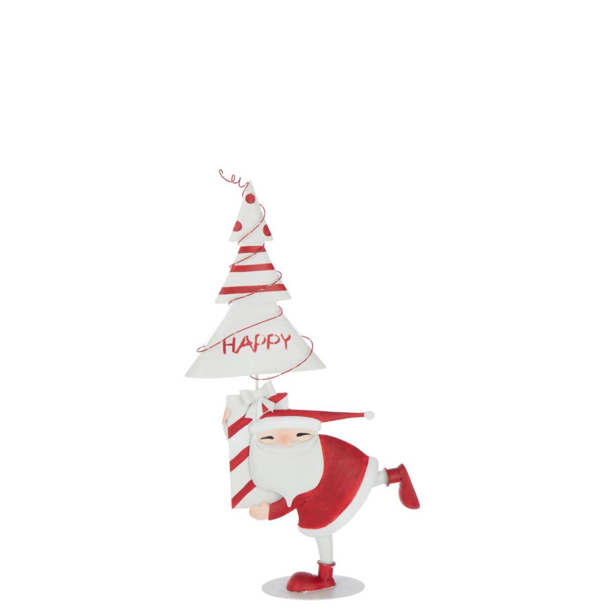 Voir la diapositive 2 : J-LINE Père-noël à led  arbre  66cm blanc & rouge