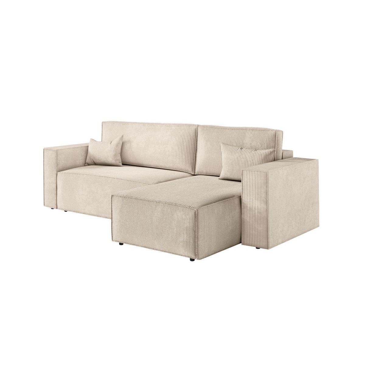 Canapé d'angle convertible réversible 3 places velours côtelé DAPHNE