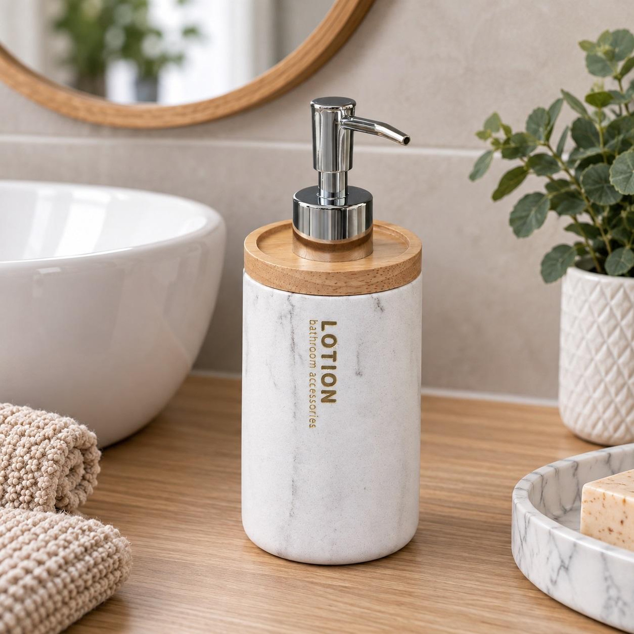 Voir la diapositive 2 : Eden Distributeur de savon polyresine  marbre