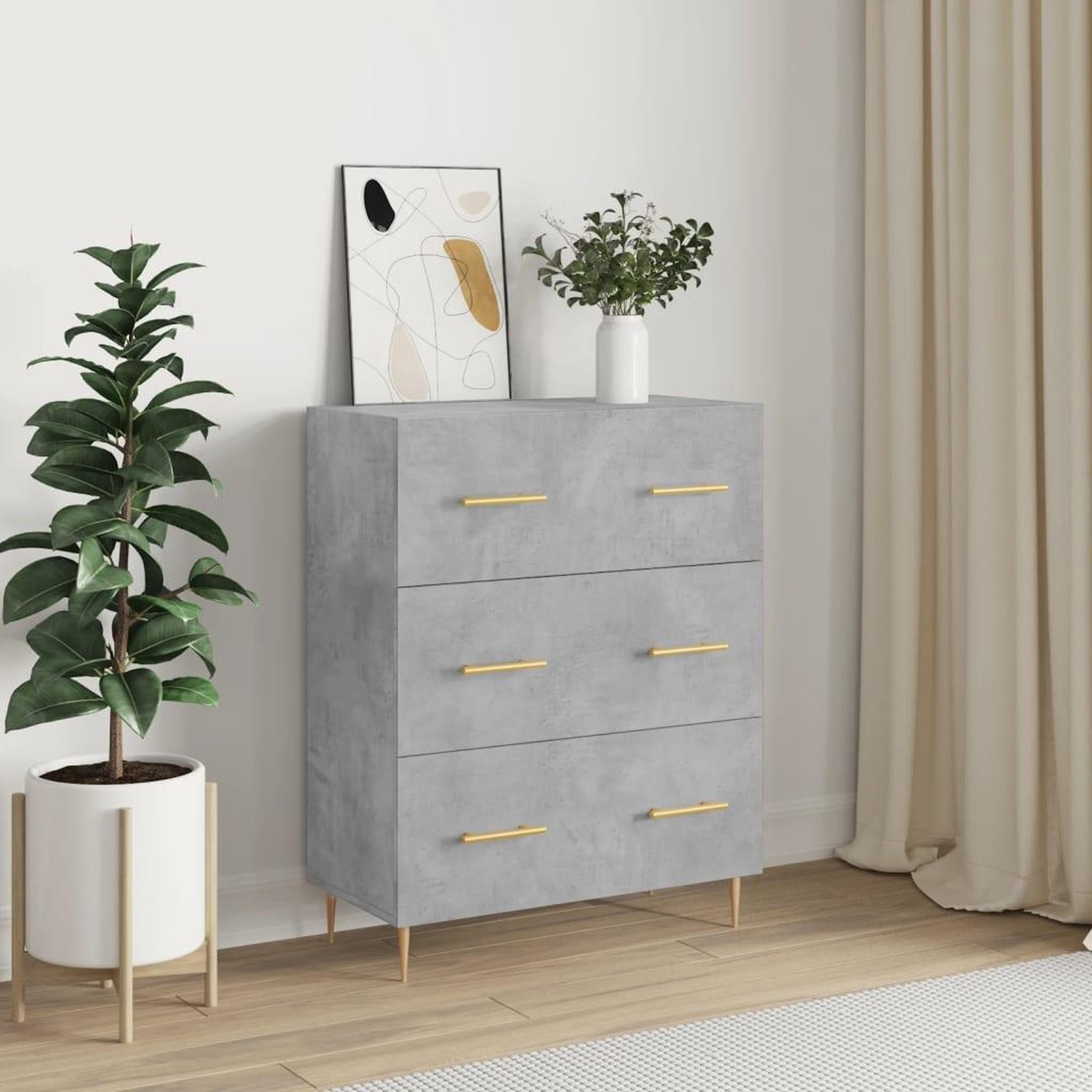 VIDAXL Buffet gris beton 69,5x34x90 cm bois d'ingenierie
