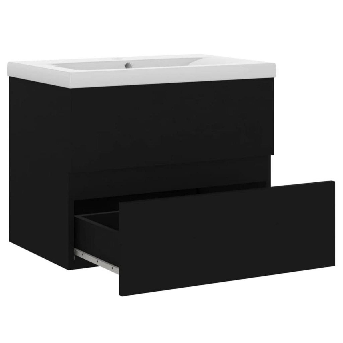 VIDAXL Armoire d'evier avec lavabo integre Noir Agglomere