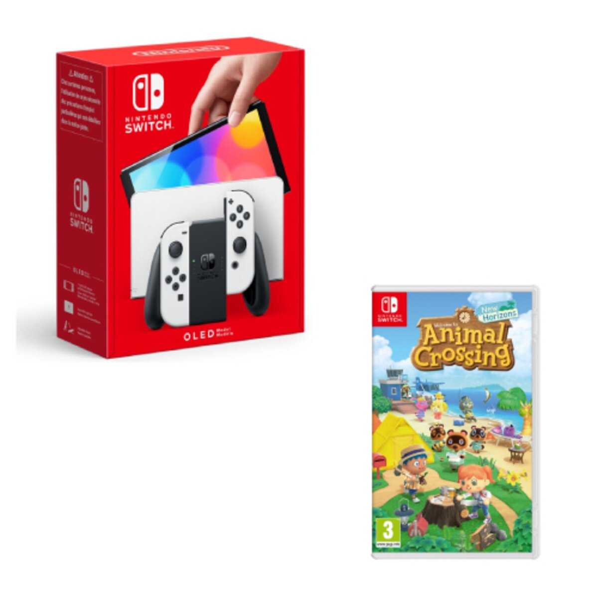 NINTENDO Console Nintendo Switch (modèle OLED) Joy-Con Blanc + Animal Crossing : New Horizons Nintendo Switch