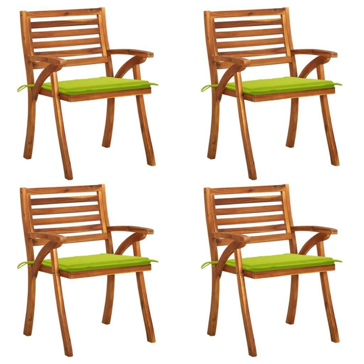 VIDAXL Chaises de jardin avec coussins lot de 4 Bois de teck solide