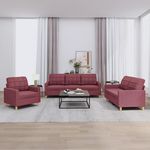 VIDAXL Ensemble de canapes 3 pcs avec coussins Rouge bordeaux Tissu