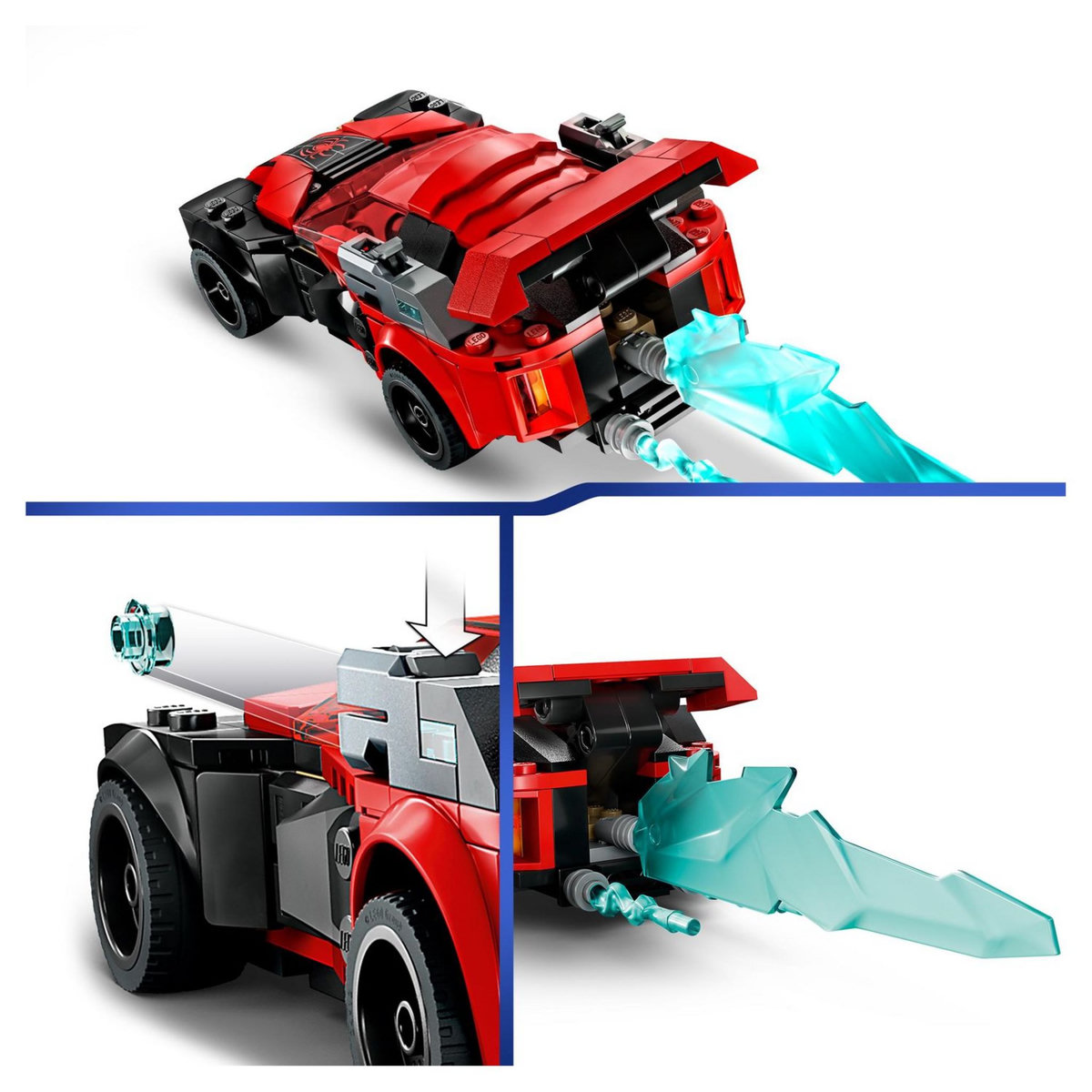 LEGO Marvel Super Heros 76244 Miles Morales vs Morbius, Jouet de Construction Spider-Man, avec Voiture de Course, Spidey et ses Amis Extraordinaires