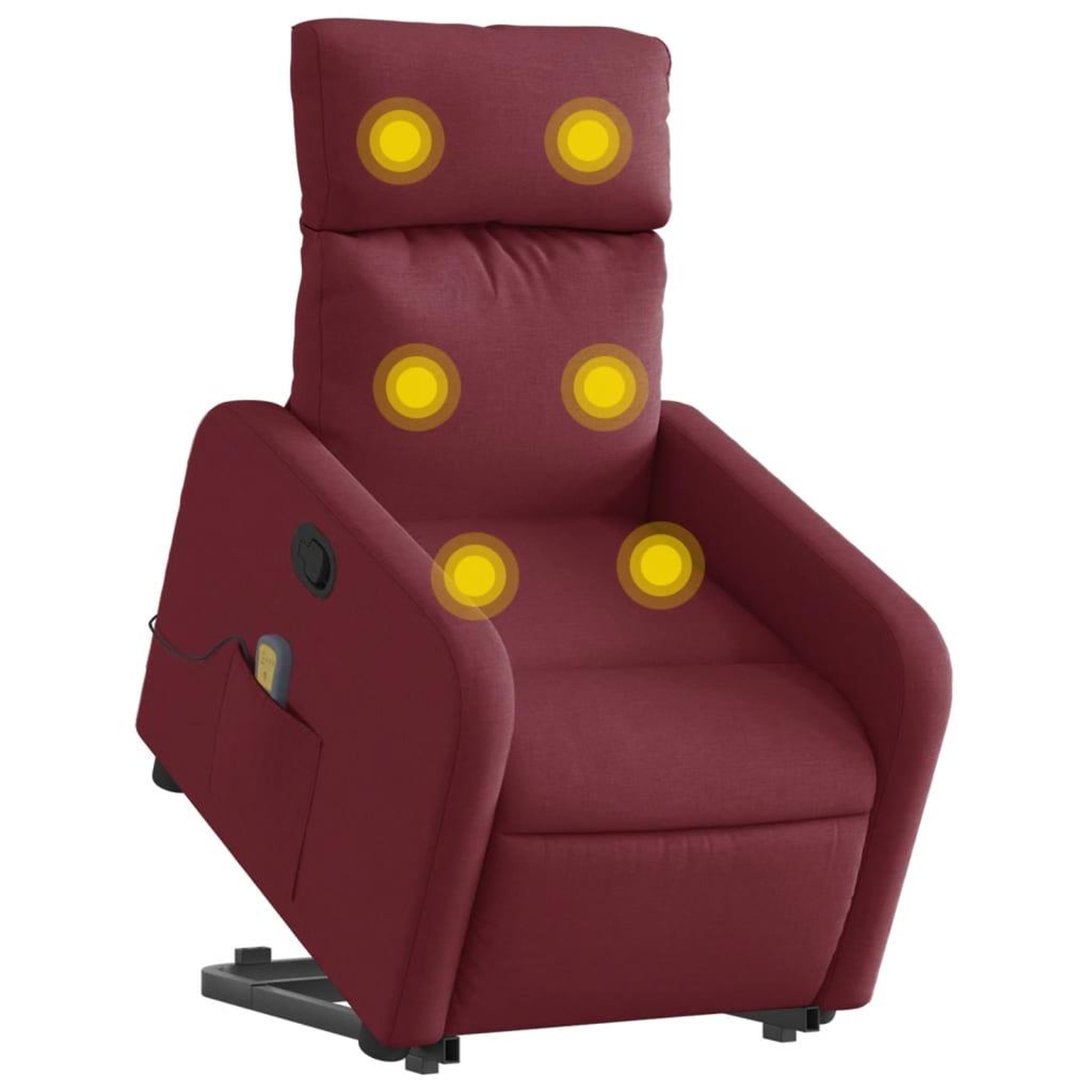 Voir la diapositive 3 : VIDAXL Fauteuil inclinable de massage Rouge bordeaux Tissu