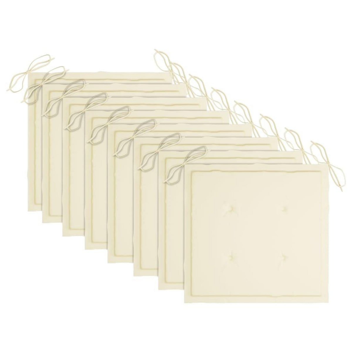 VIDAXL Chaises de jardin lot de 8 avec coussins creme Bois teck massif