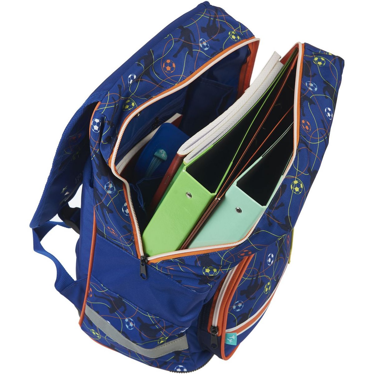 AUCHAN Sac à dos à roulettes bleu FOOTBALL