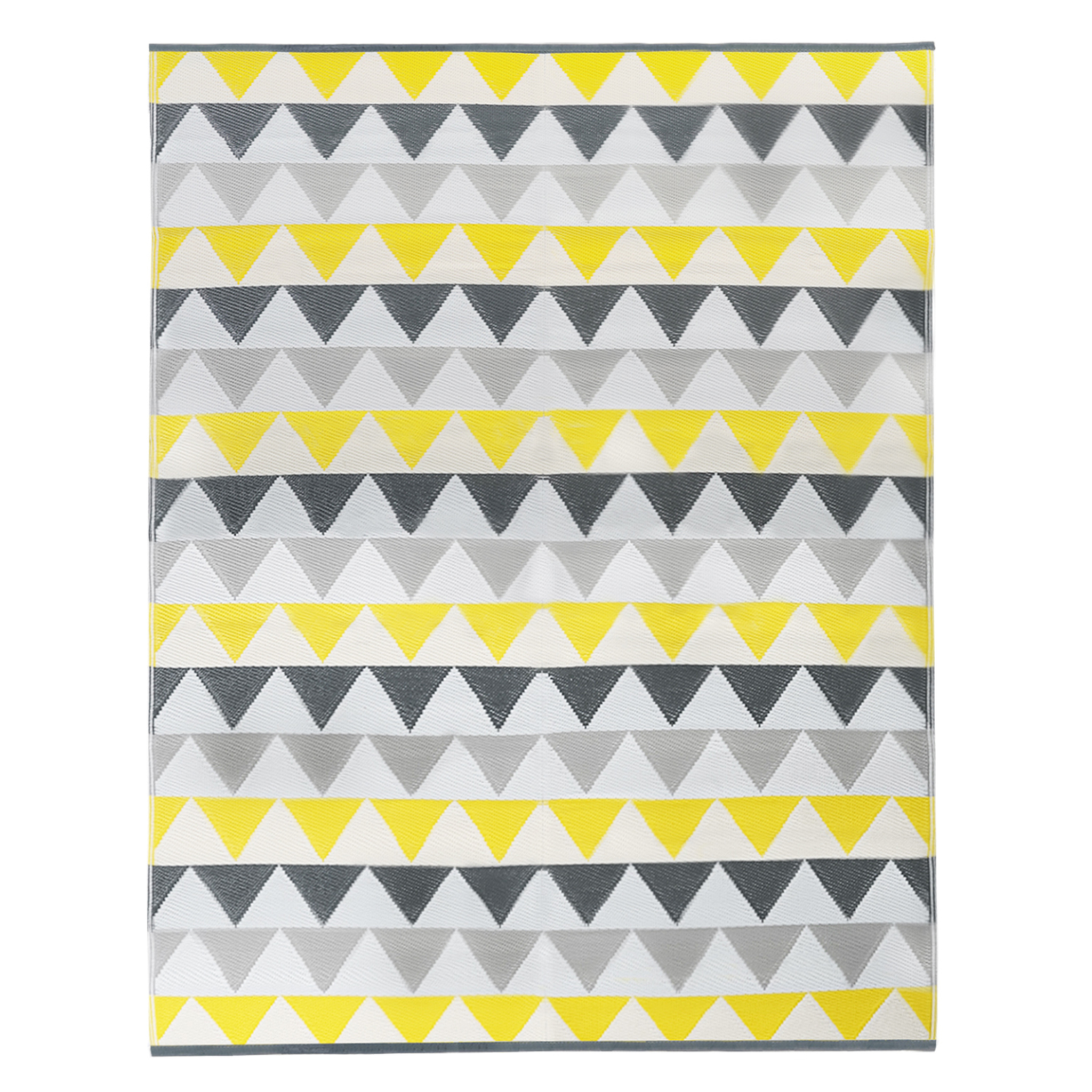 ID MARKET Tapis extérieur sari triangles gris et jaune 270 x 370 cm