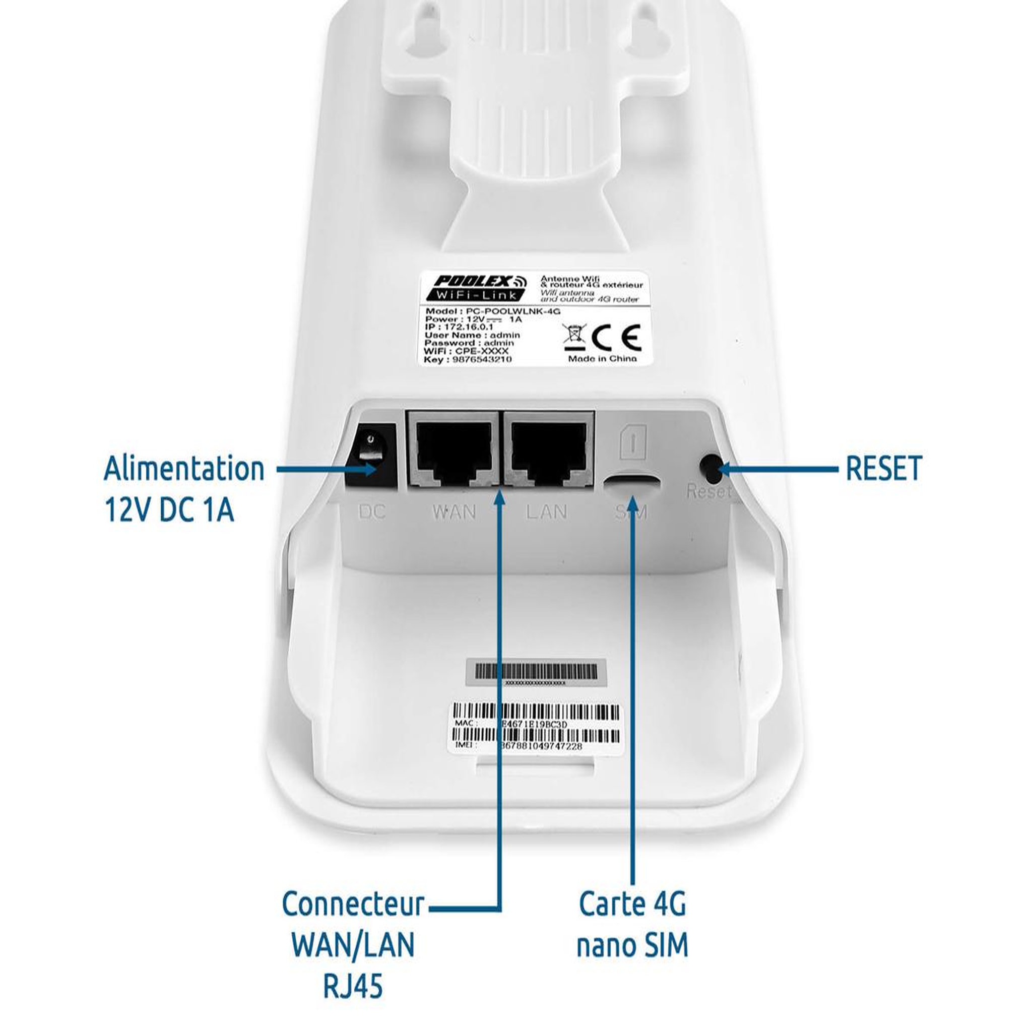 Voir la diapositive 2 : Poolex Antenne Wi-Fi et routeur 4G d'extérieur Wifi-Link - Poolex