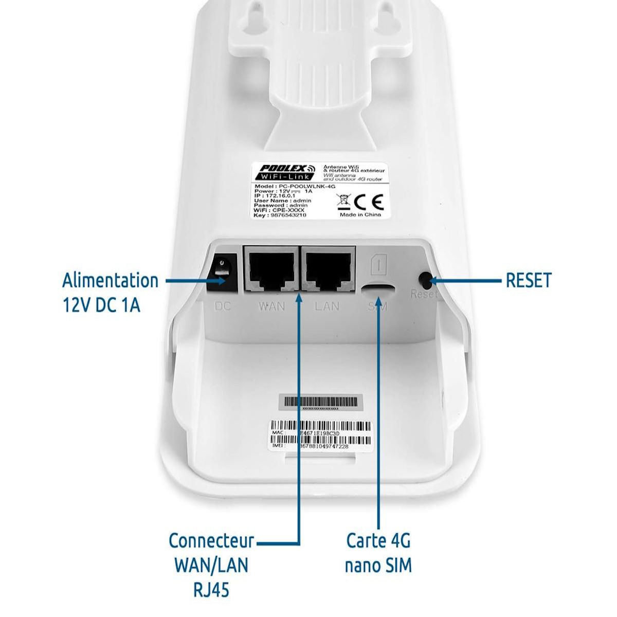 Poolex Antenne Wi-Fi et routeur 4G d'extérieur Wifi-Link - Poolex