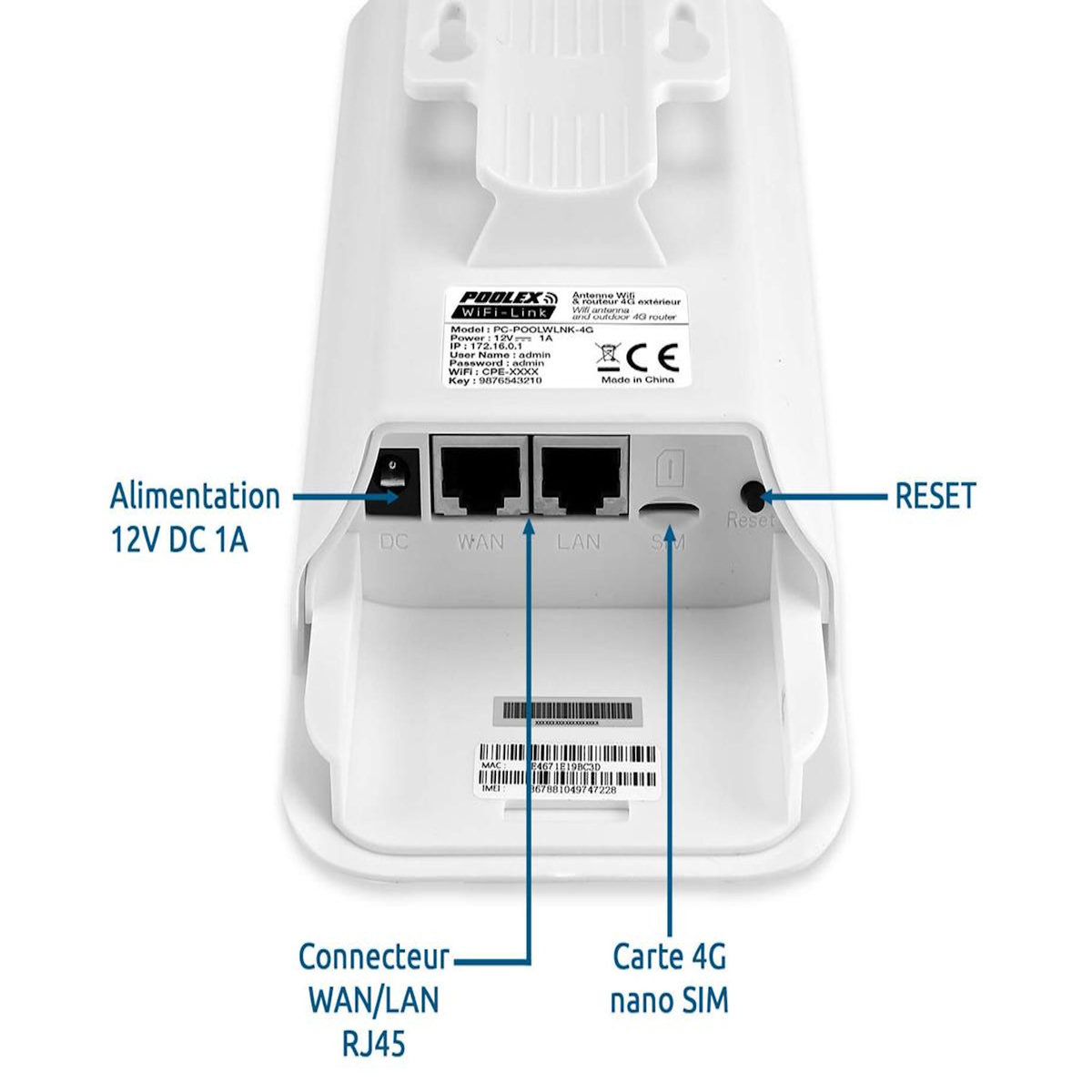 Poolex Antenne Wi-Fi et routeur 4G d'extérieur Wifi-Link - Poolex
