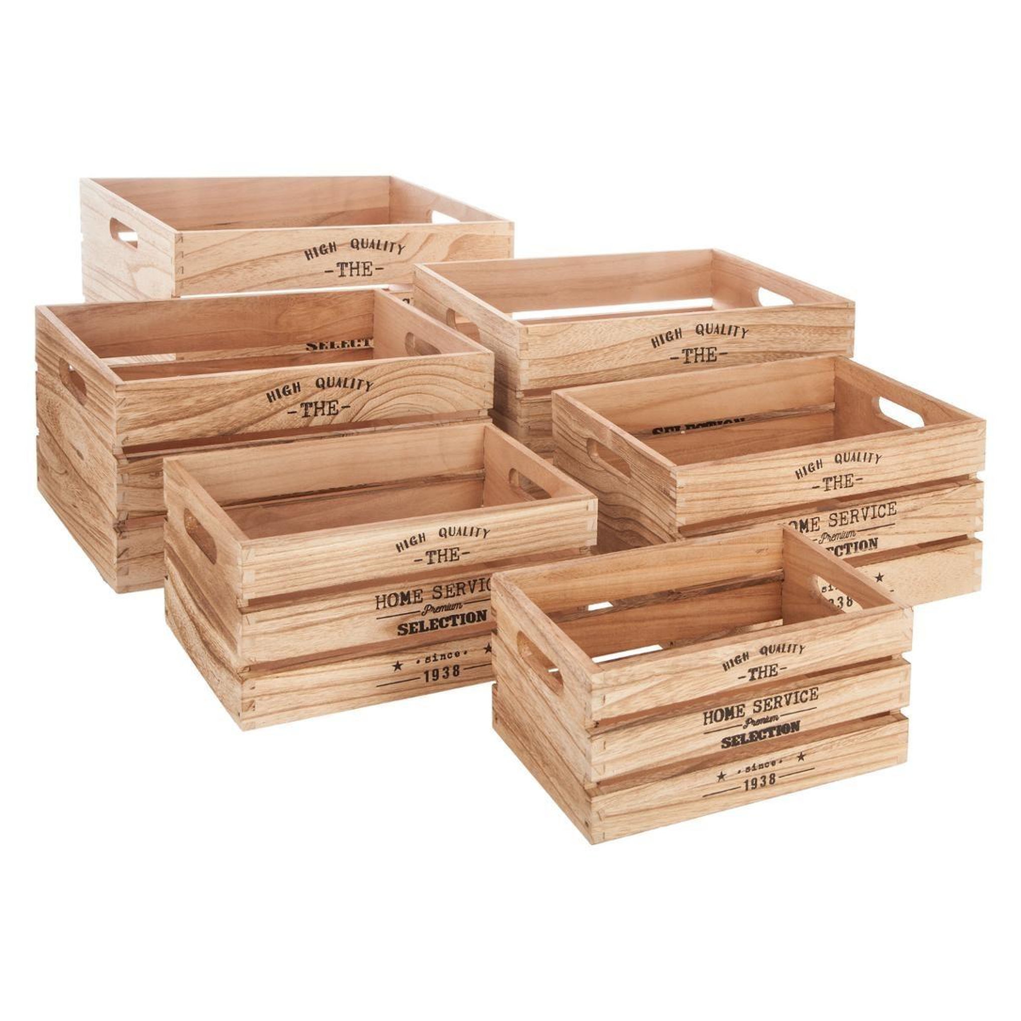 Voir la diapositive 1 : ATMOSPHERA Lot de 6 Cagettes de Rangement  White Factory  40cm Naturel