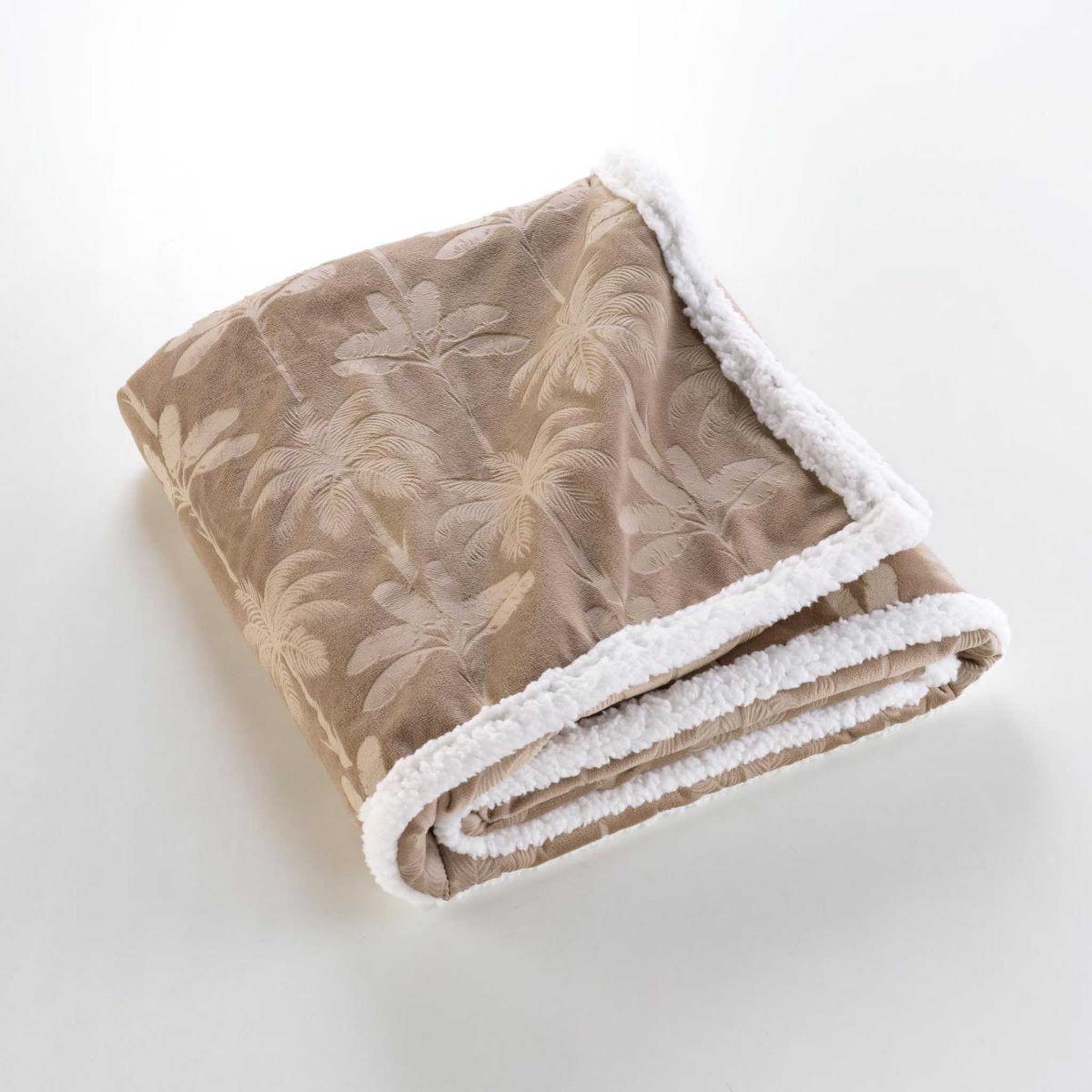 Voir la diapositive 3 : Douceur d'Intérieur Plaid imprimé en velours  palmys  125x150cm marron