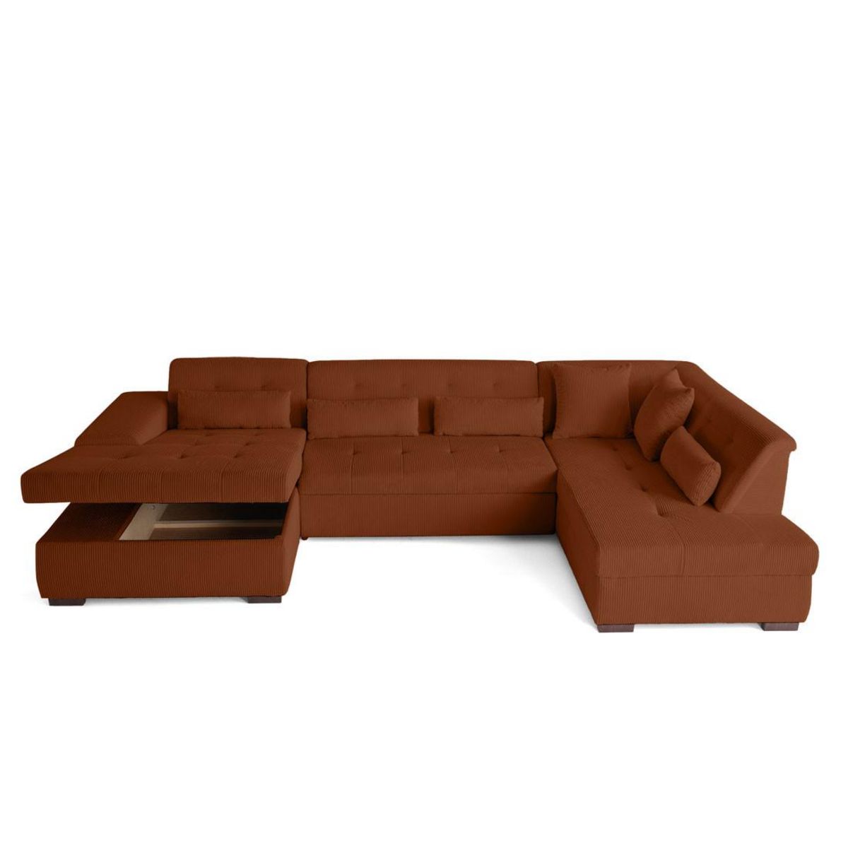 LISA DESIGN Vermont - canapé panoramique d'angle droit - 7 places - convertible avec coffre - en velours côtelé