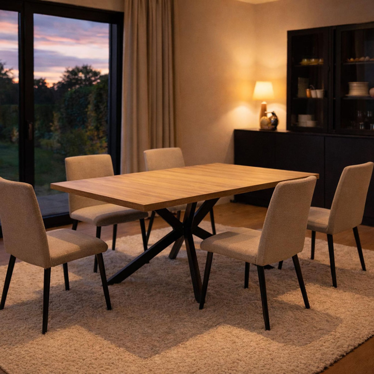 CONCEPT USINE Table extensible 8 personnes effet bois 200cm HINGA