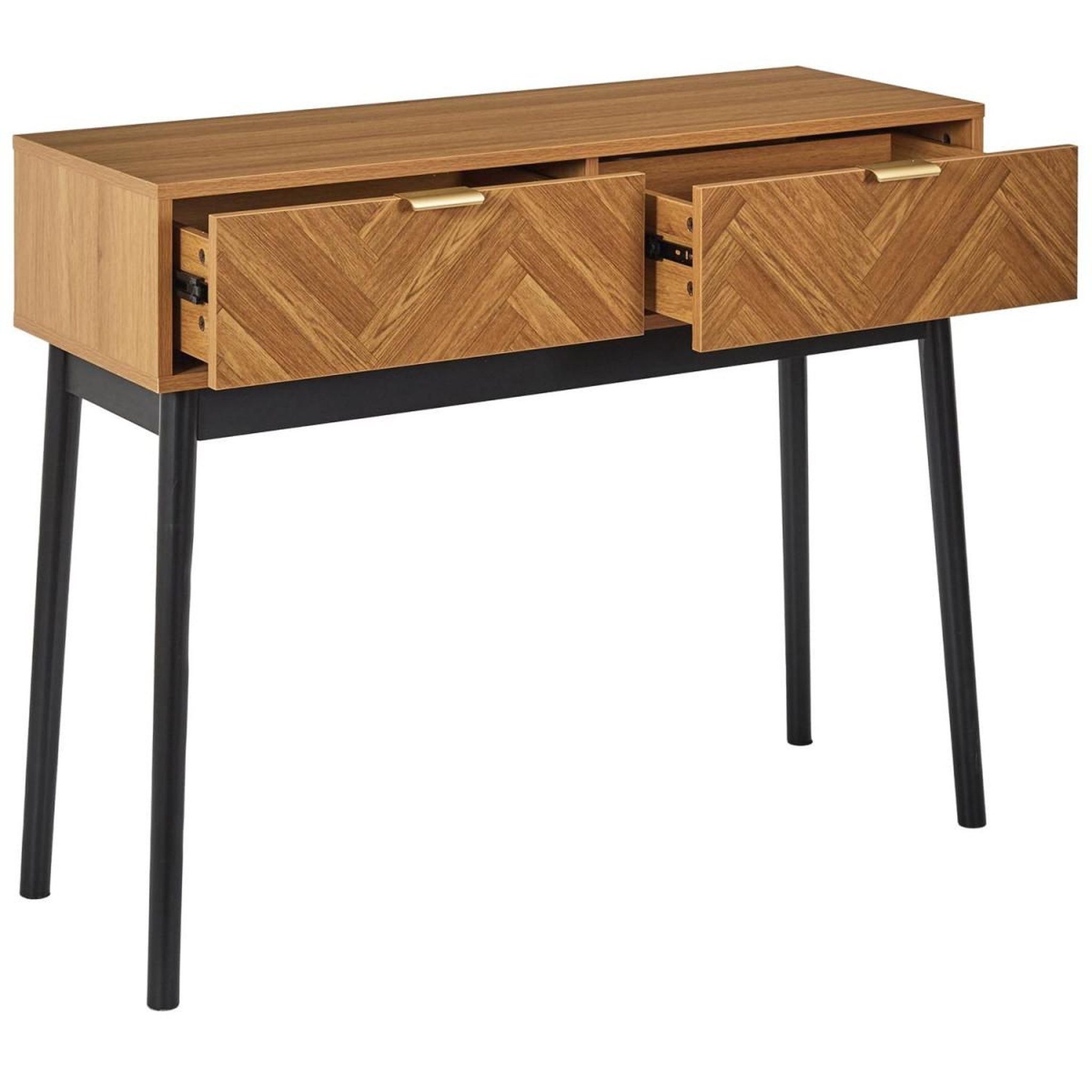 Voir la diapositive 5 : The Home Deco Factory Console design 2 tiroirs  felix  100cm marron