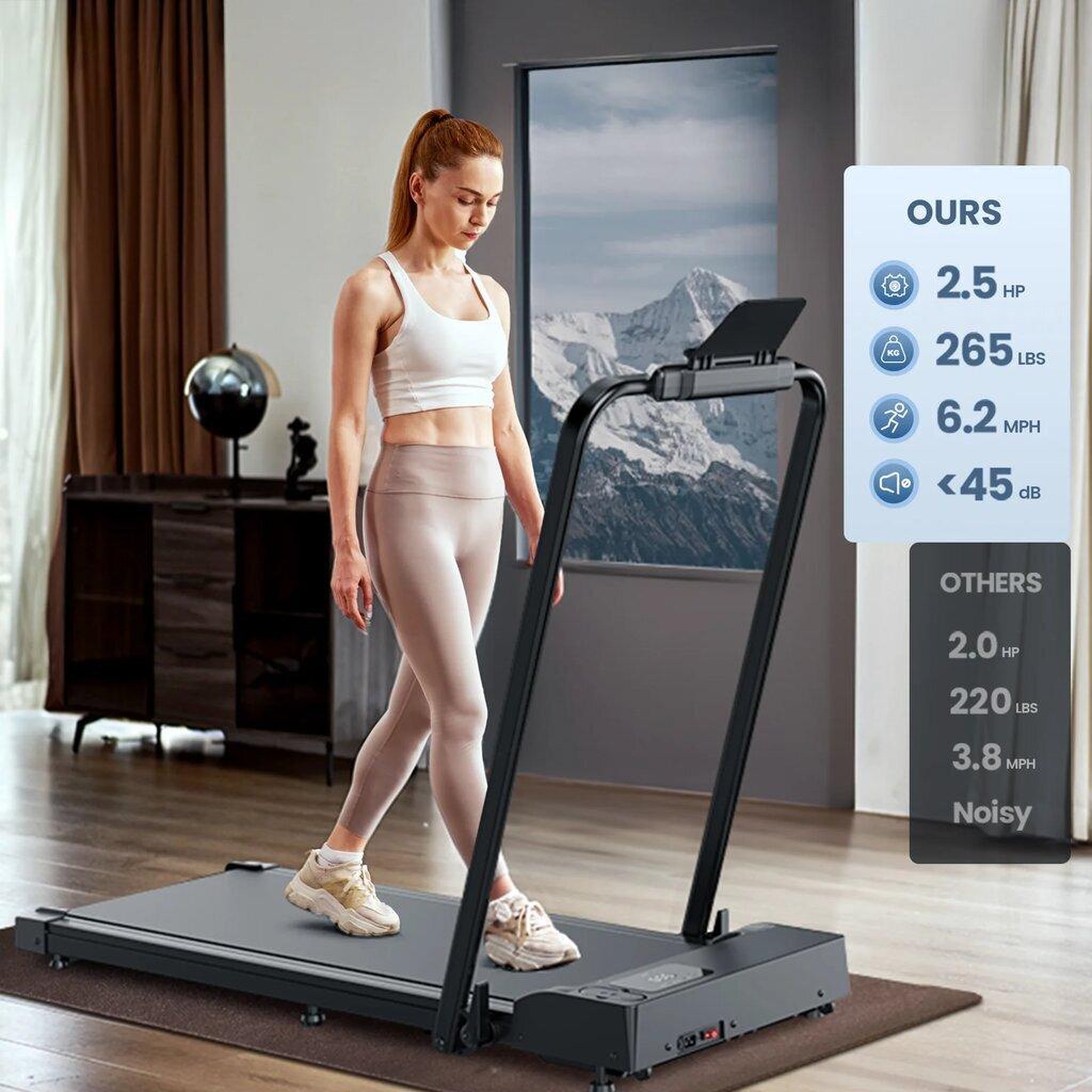 Voir la diapositive 5 : FORMILL Tapis de course électrique 2 en 1 formill jt51, 1-10 km/h, 2,5 cv, écran led