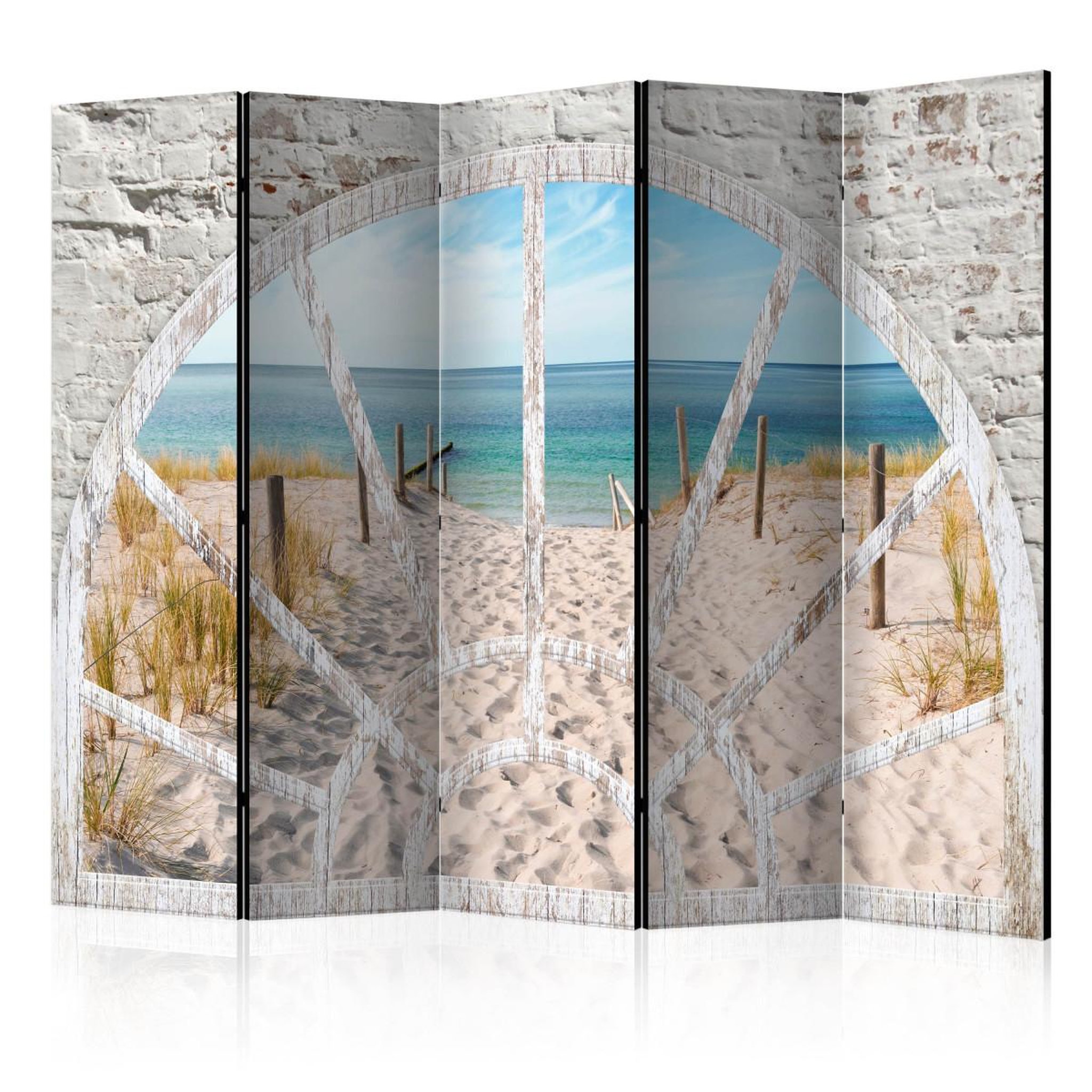 Paris Prix Paravent 5 volets  window view beach  172x225cm