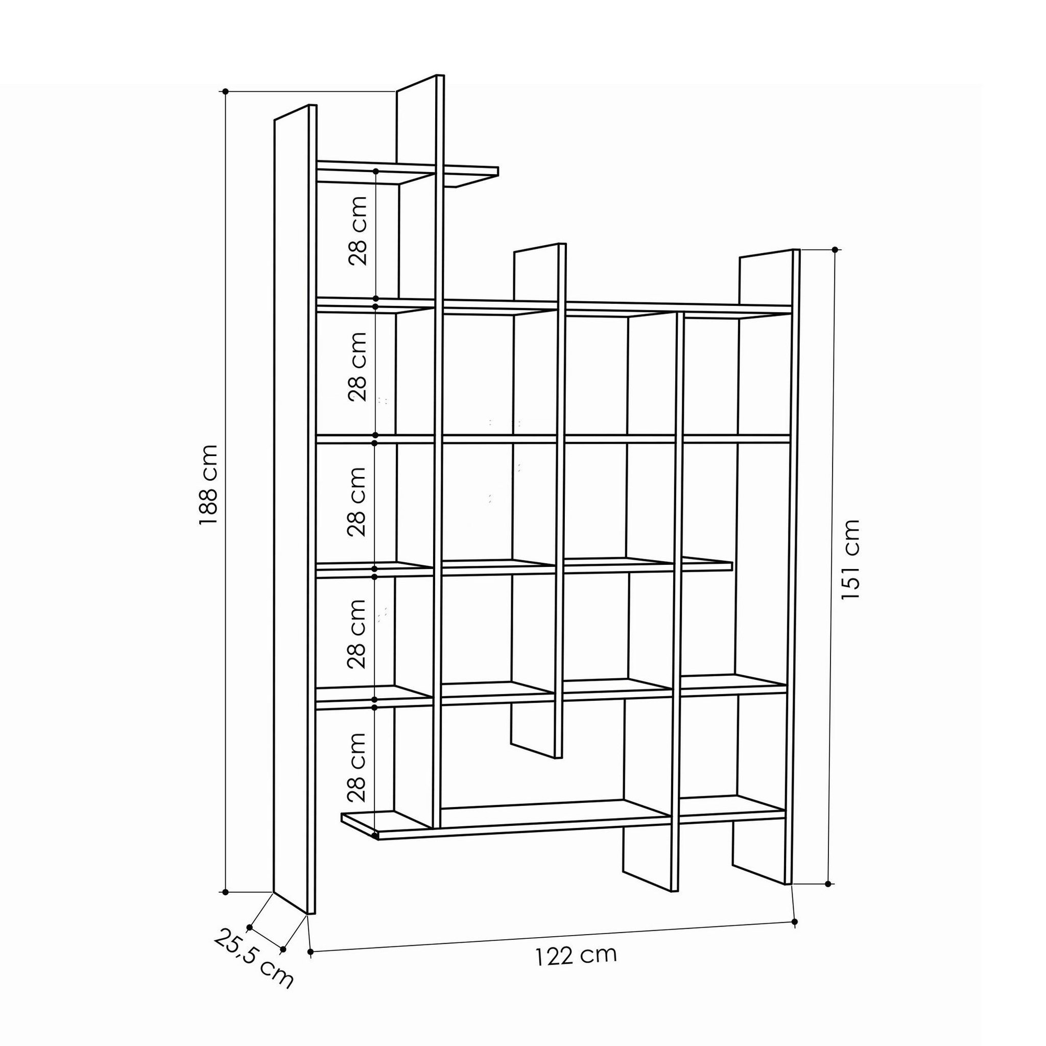 Voir la diapositive 4 : Habitat et Jardin Bibliothèque en bois  manco  - 122 x 25 x 188 cm - hitit