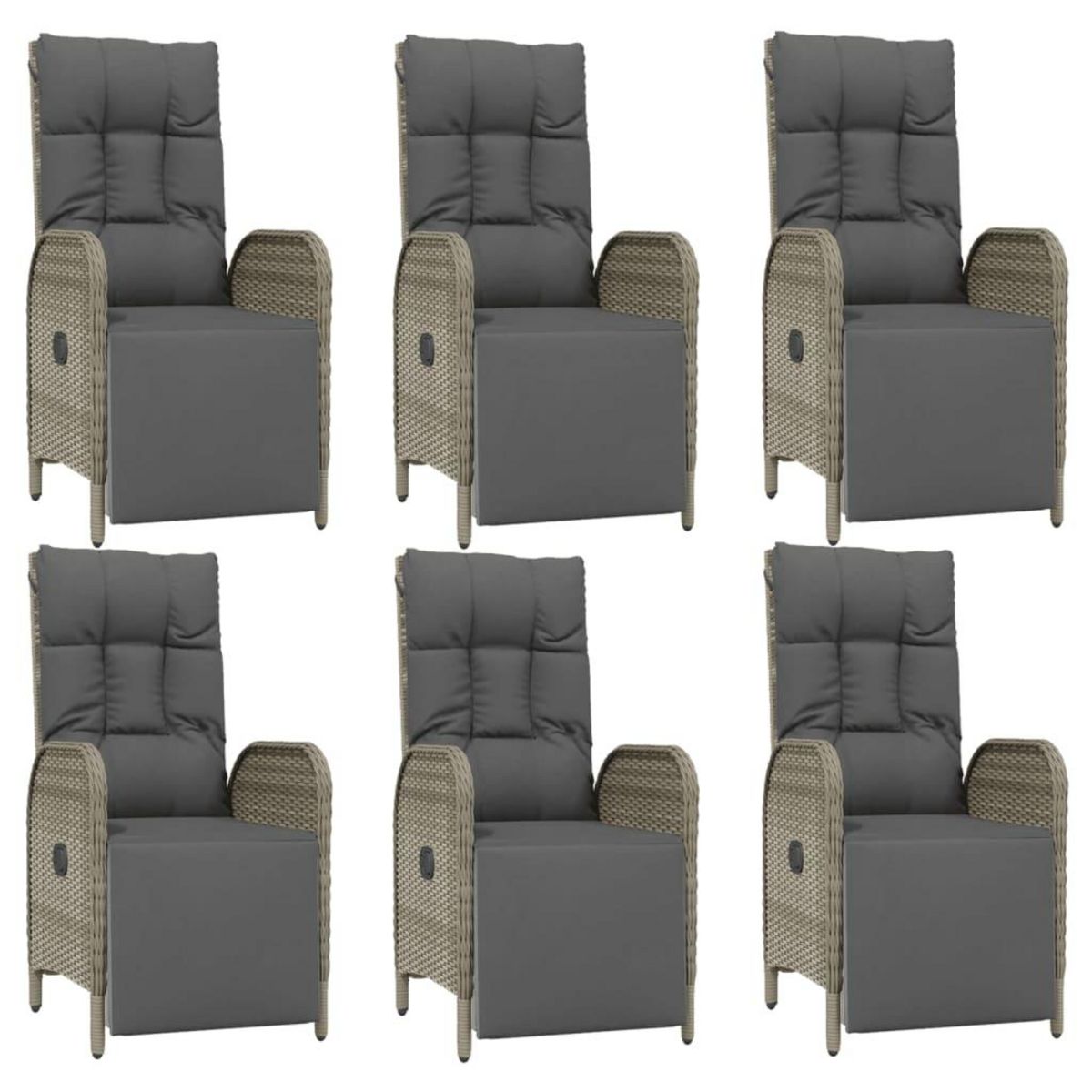 VIDAXL Ensemble a manger jardin et coussins 7 pcs gris rotin