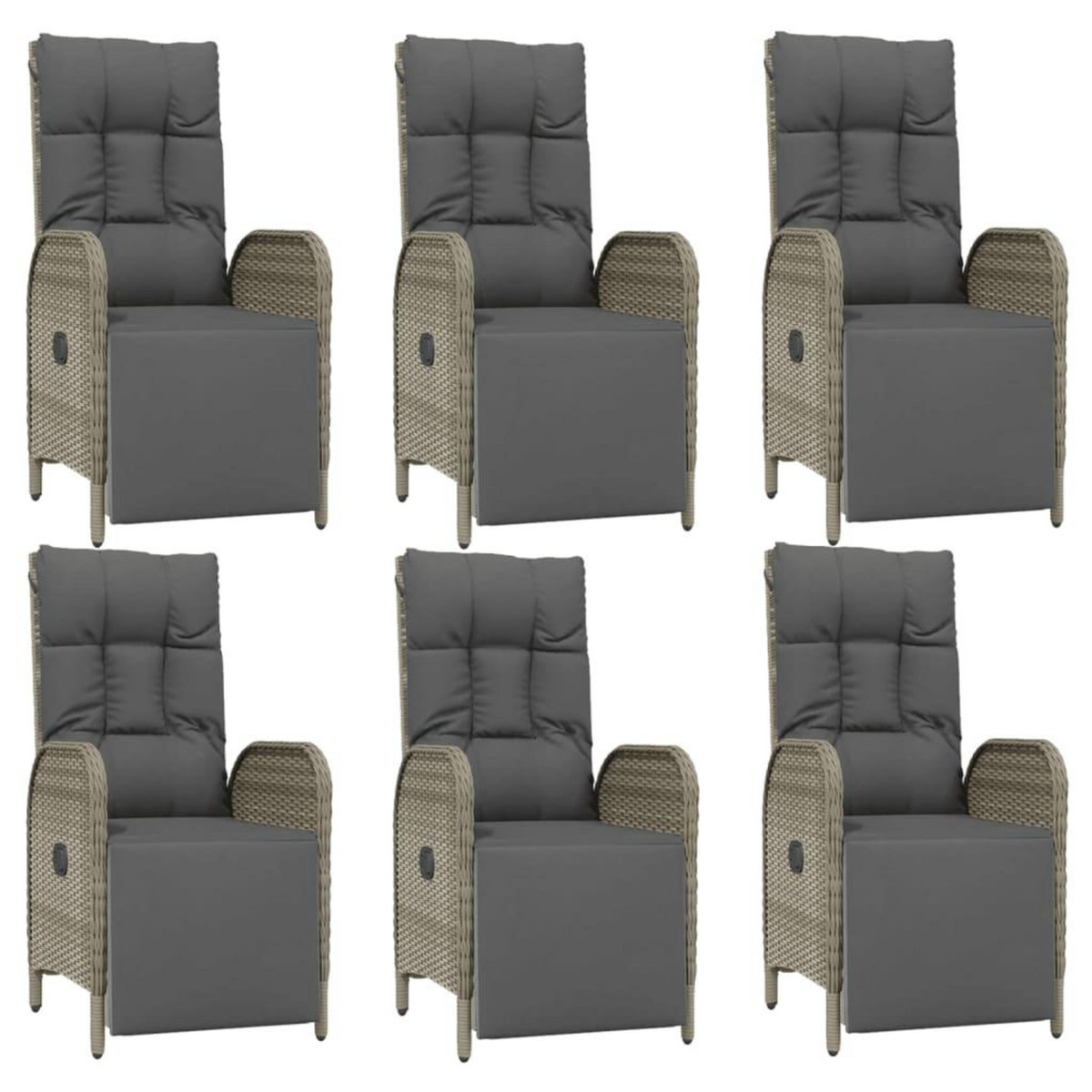 VIDAXL Ensemble a manger jardin et coussins 7 pcs gris rotin