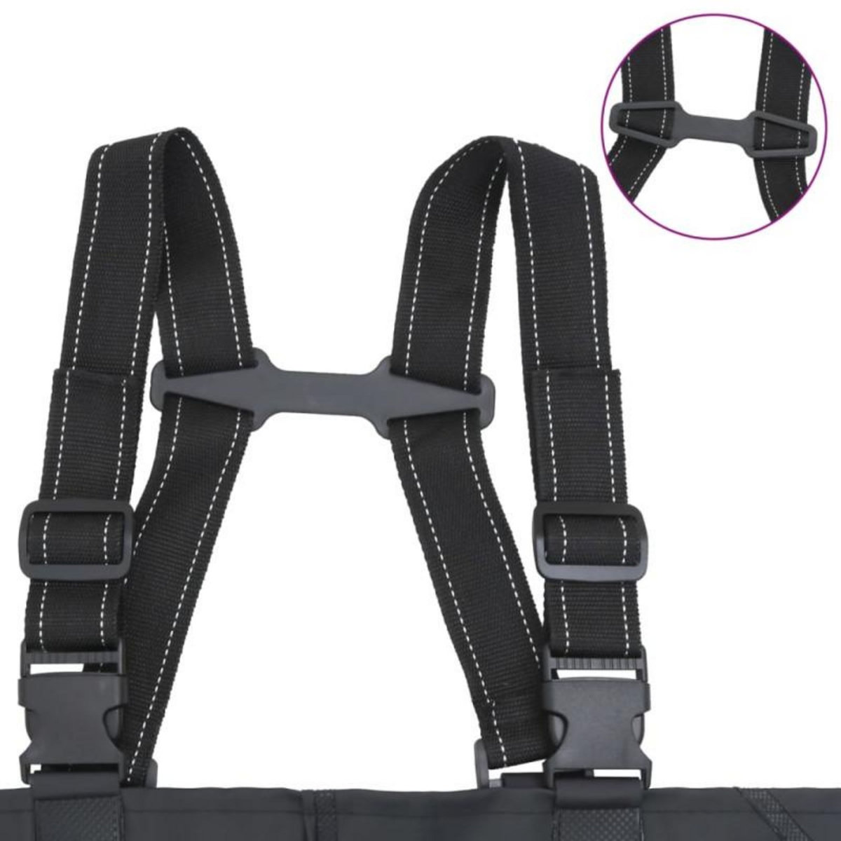 VIDAXL Cuissardes avec bottes et ceinture noir taille 39